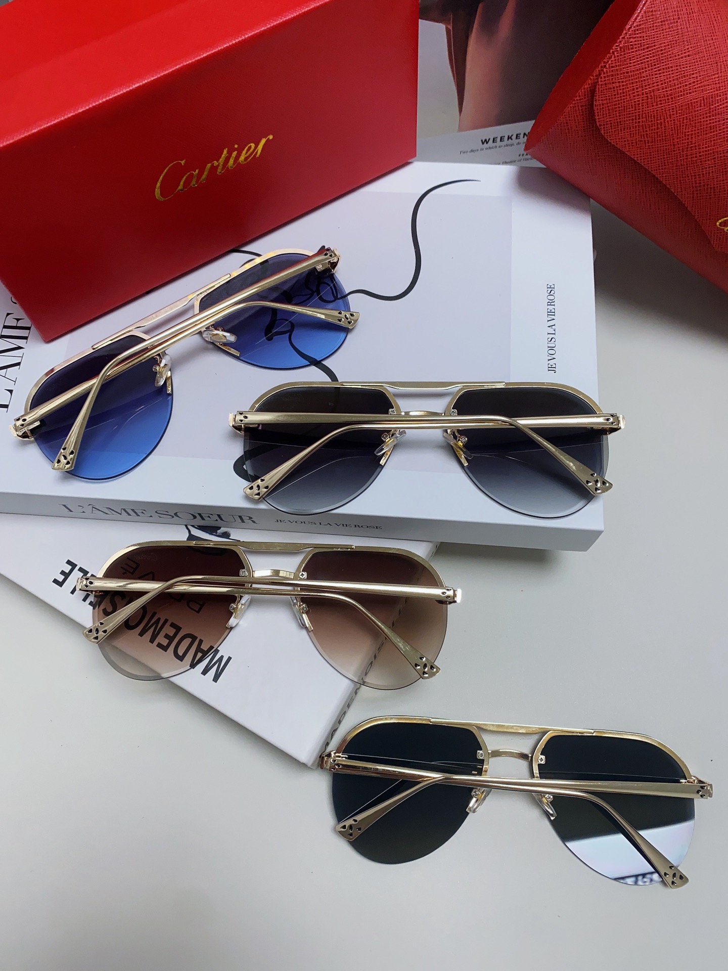 Cartier卡地亚墨镜男女士圆框太阳眼镜开车墨镜新款金属太阳镜时尚大方舒适轻盈精致奢华超轻