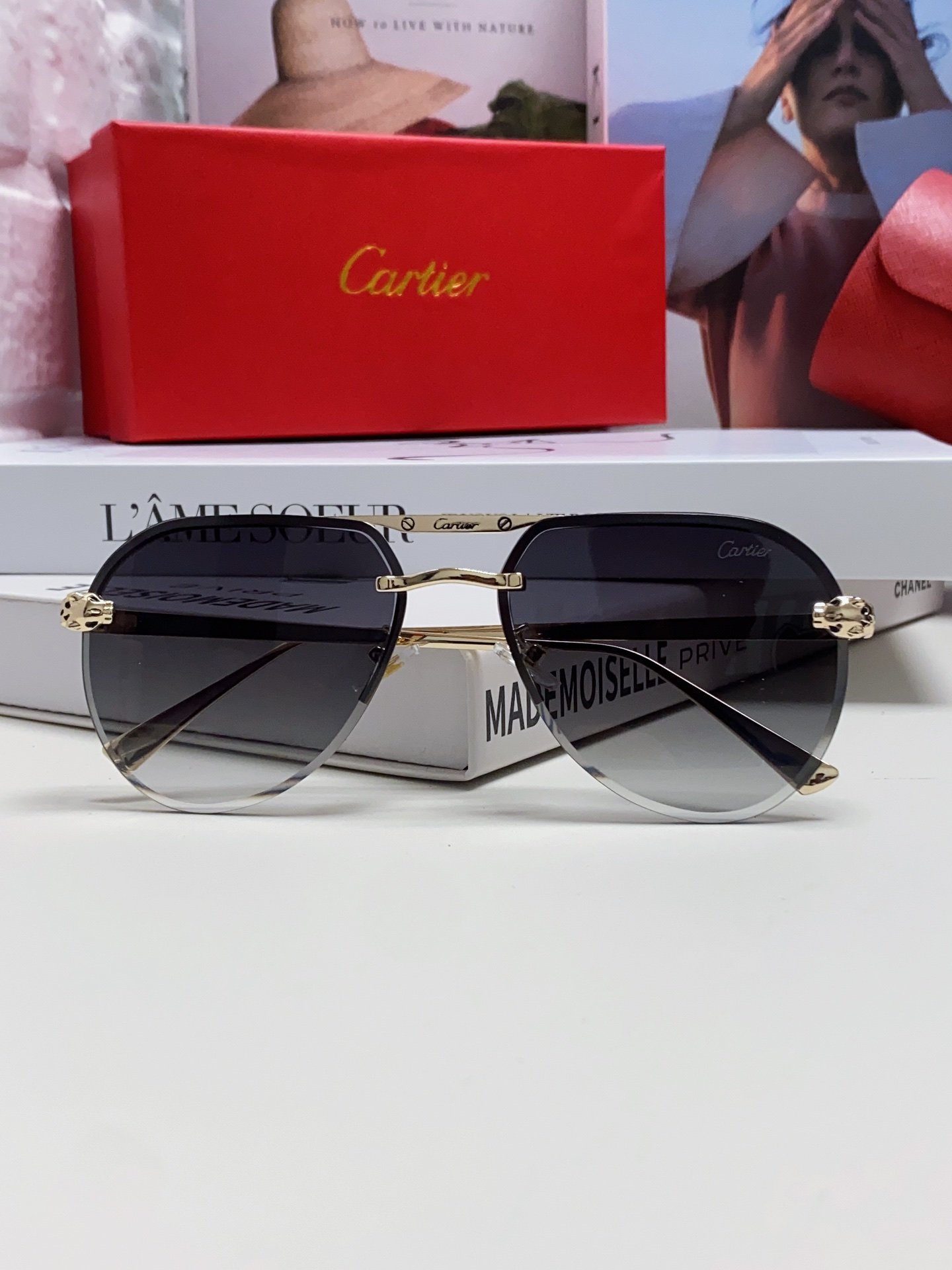 Cartier卡地亚墨镜男女士圆框太阳眼镜开车墨镜新款金属太阳镜时尚大方舒适轻盈精致奢华超轻