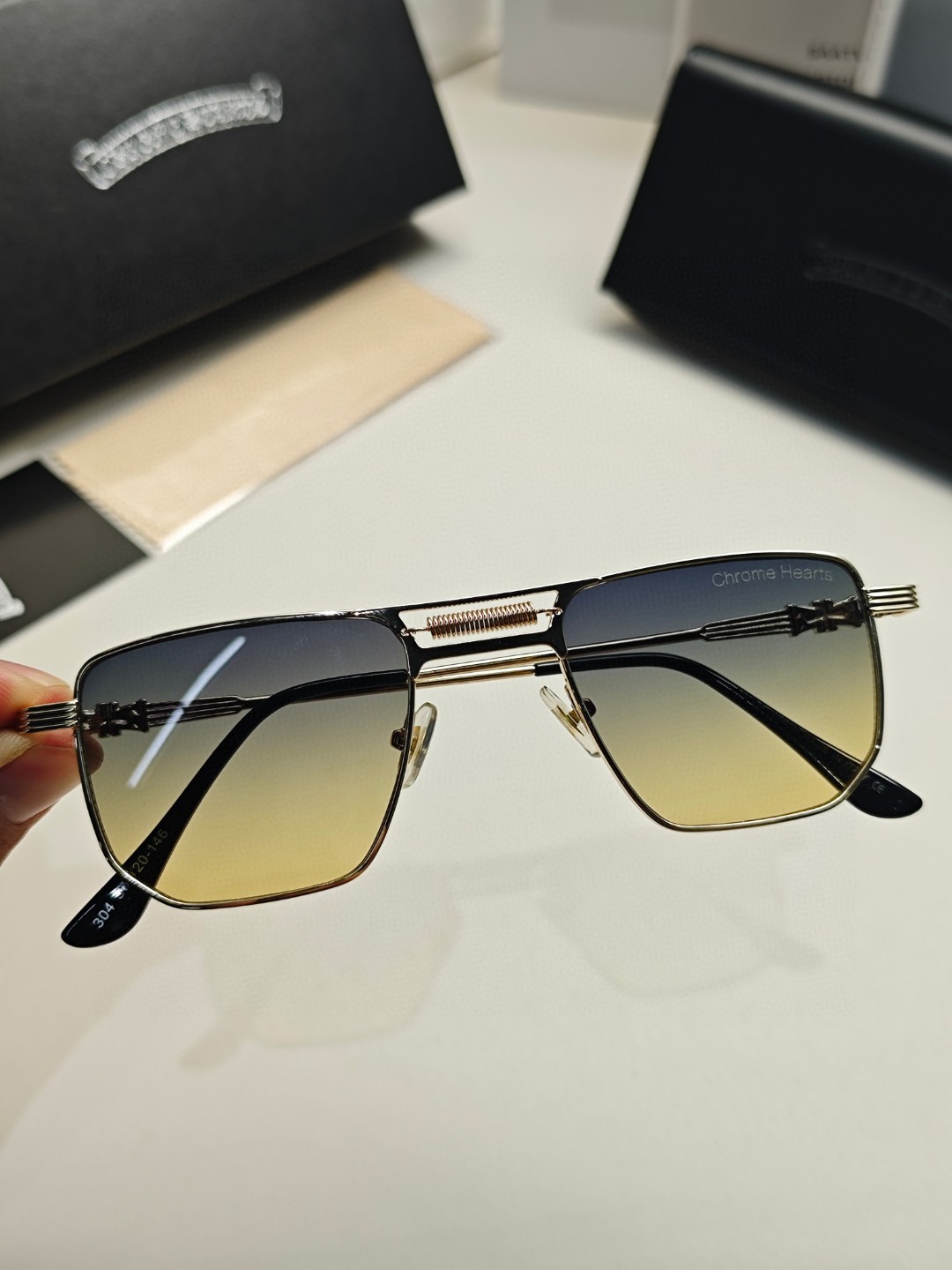 ChromeHearts克罗心2024新款超小方形复古小镜片墨镜迷你小眼镜男潮网红方框太阳镜