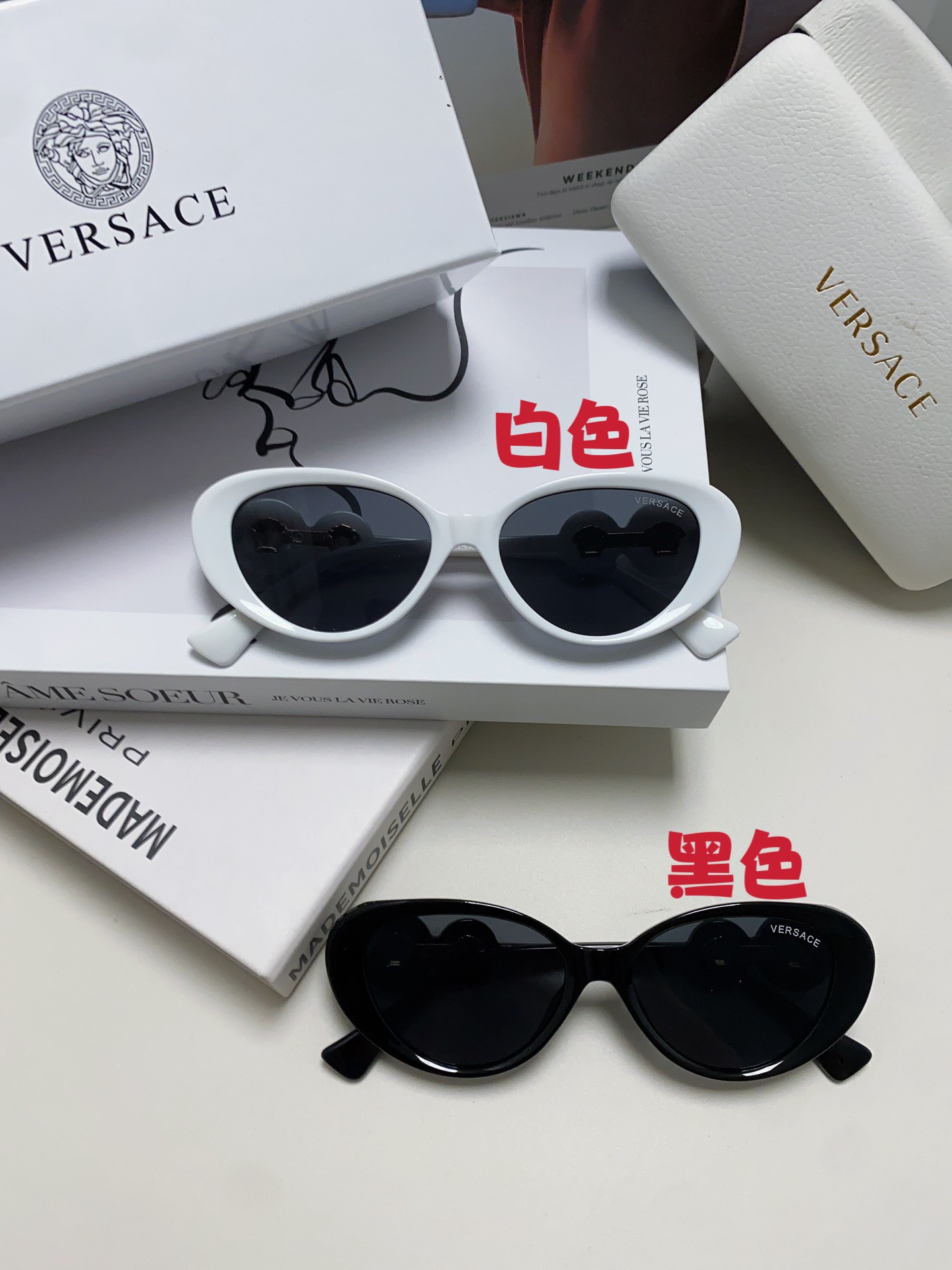 Versace范思哲网红风椭圆小框猫眼太阳眼镜VE4433个性男女通用款墨镜夏季金旅行