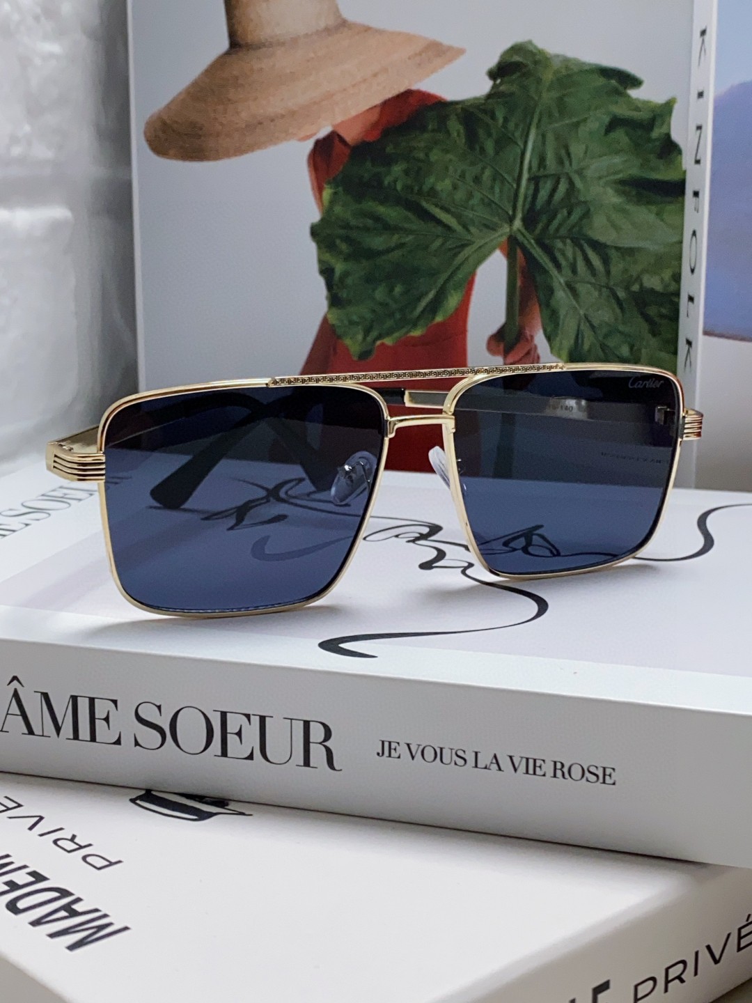 [Cartier Eyewear]Cartier 2025 New Metal Square Large Frame Sunglasses Fashion