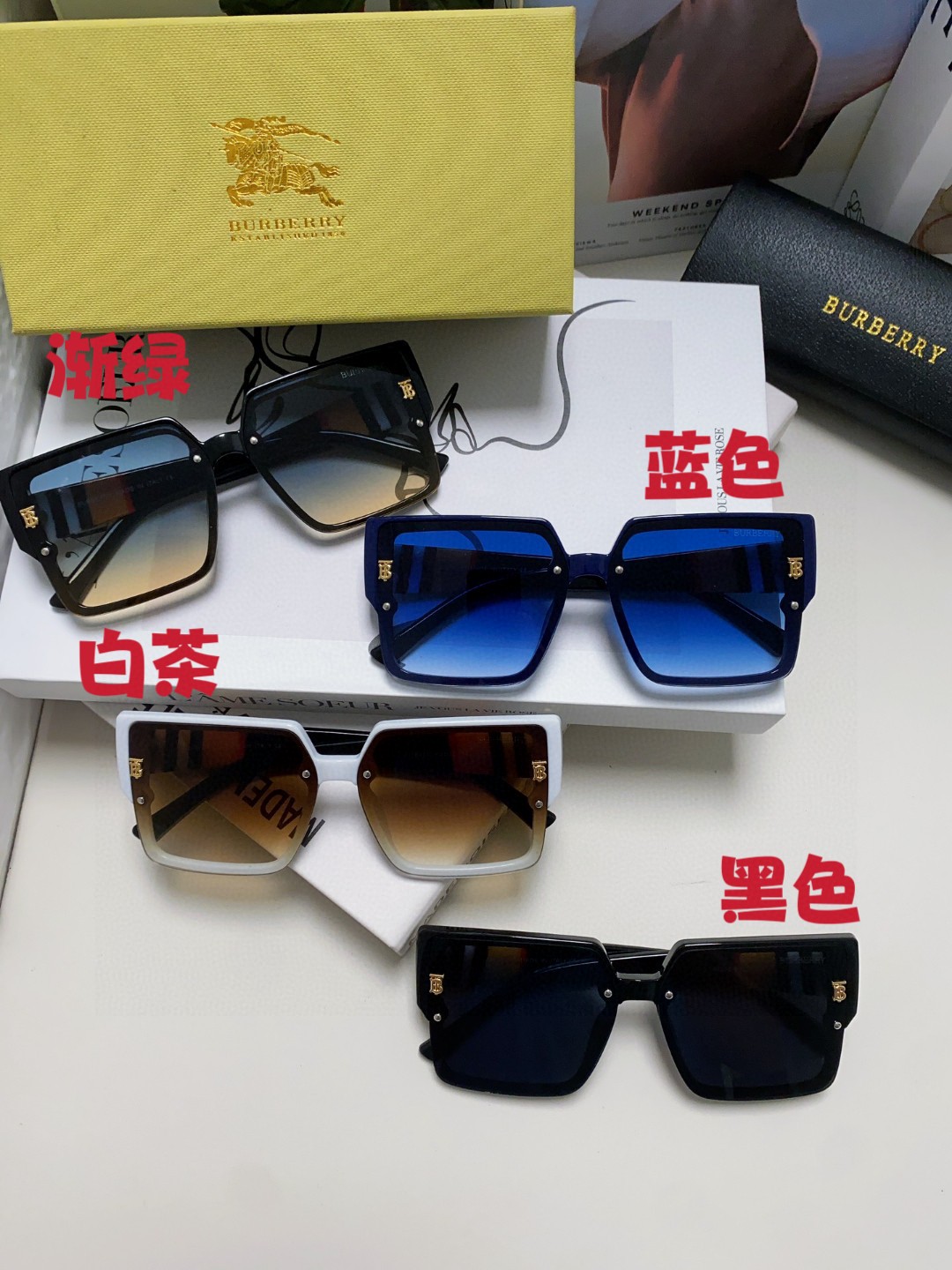 Burberry巴宝莉2024新款墨镜女潮新款大脸显瘦大框太阳眼镜防紫外线眼镜女高级感ins女士墨镜