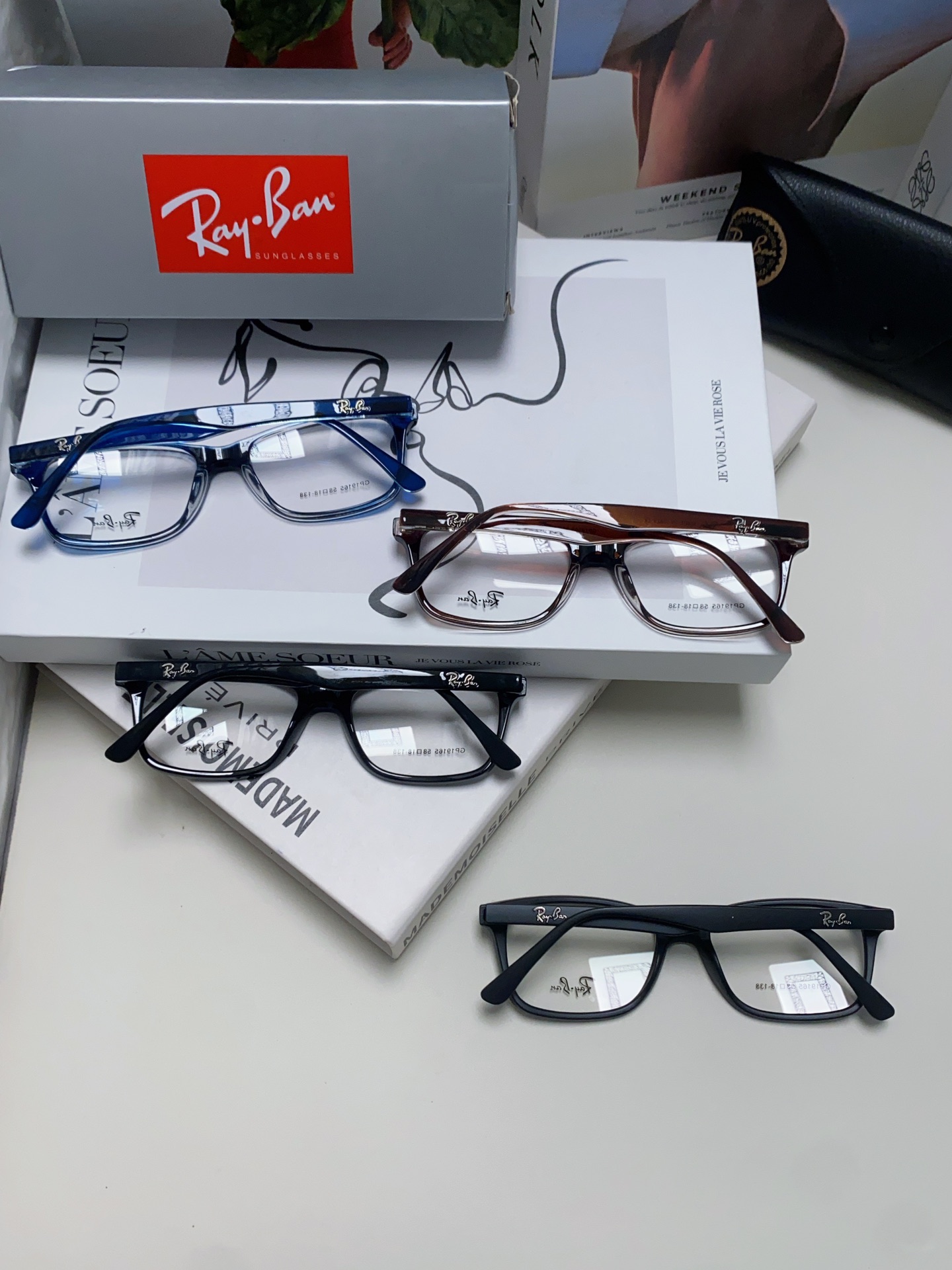 RAYBAN雷朋光学眼镜框经典百搭磨砂黑板材方框男女近视镜架男女通用