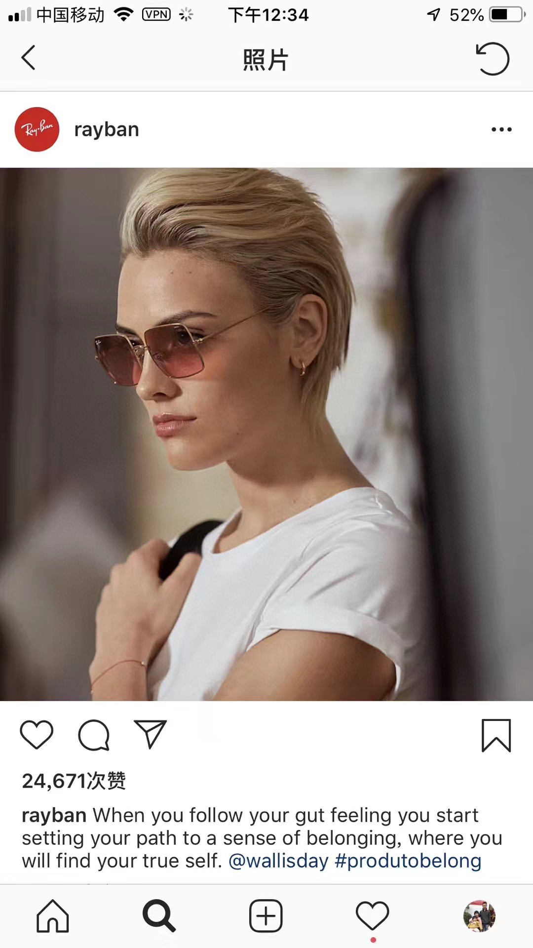 RayBan雷朋男士女士RB1971方形金属太阳眼镜高品质