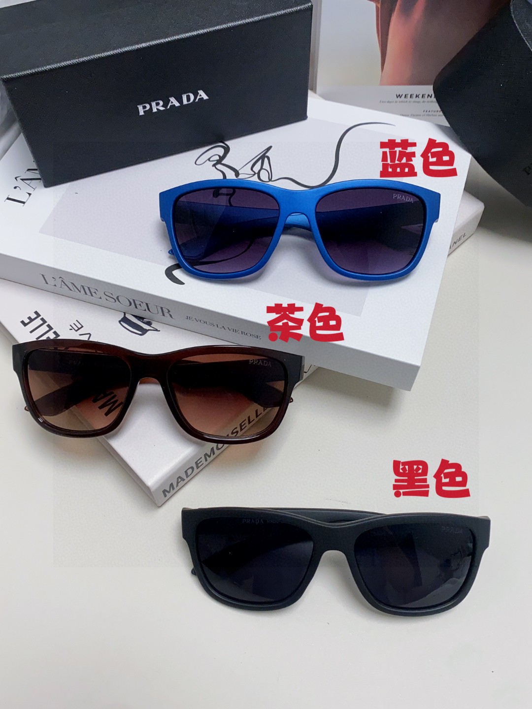  PRADA普拉达 新款男士欧美运动太阳镜女防紫外线流行眼镜通用优雅防晒外贸墨镜