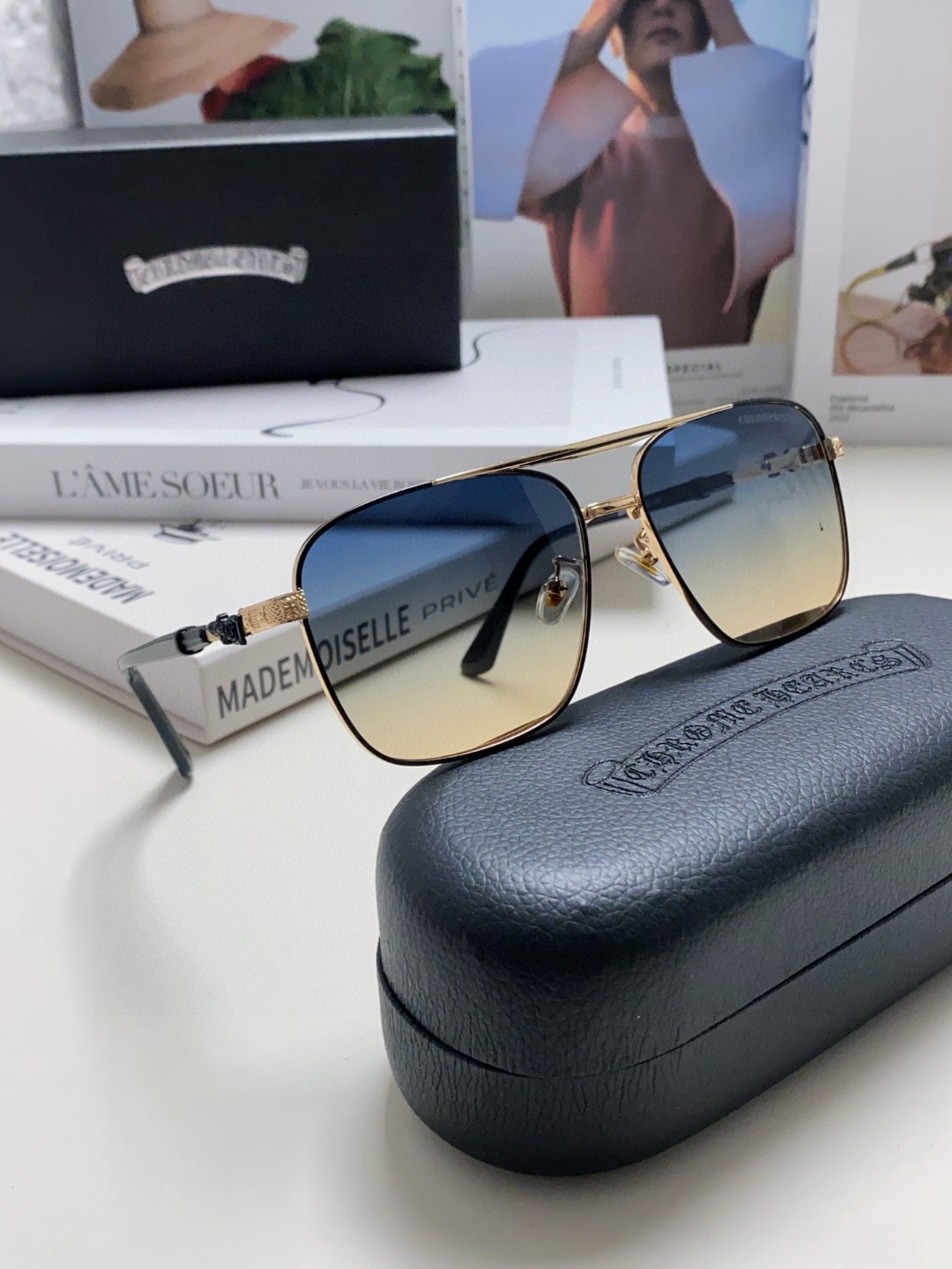  Chrome Hearts 克罗心2024新款港味复古跨境摩登时尚多边形太阳眼镜男潮个性女防紫外线双梁