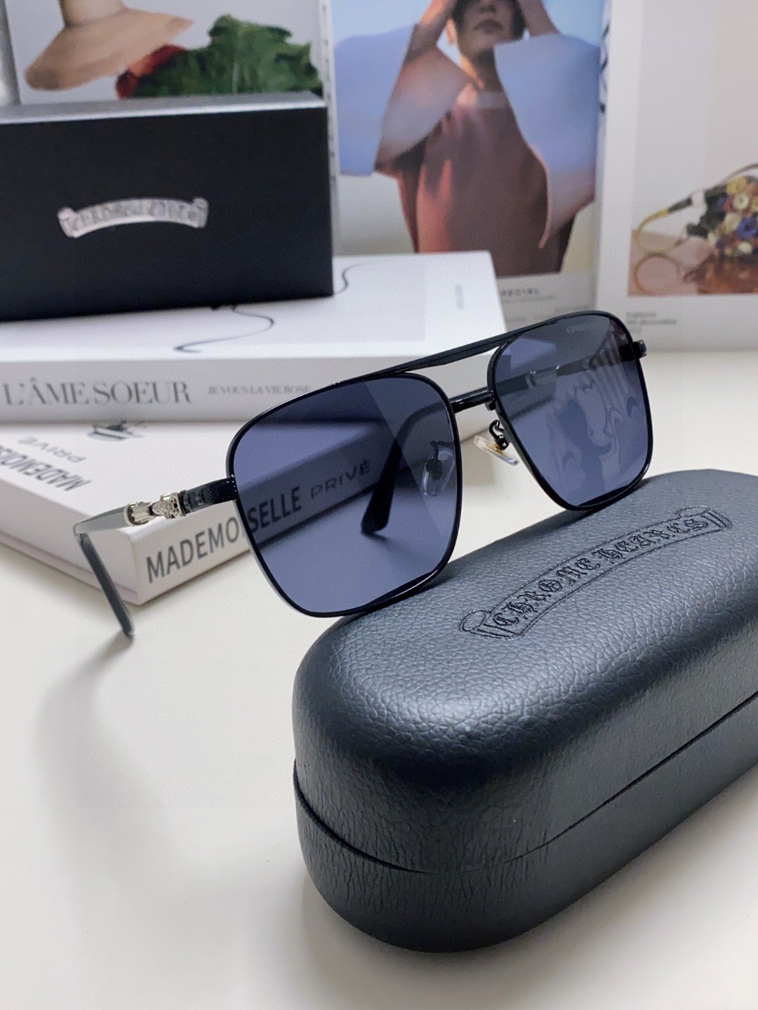  Chrome Hearts 克罗心2024新款港味复古跨境摩登时尚多边形太阳眼镜男潮个性女防紫外线双梁