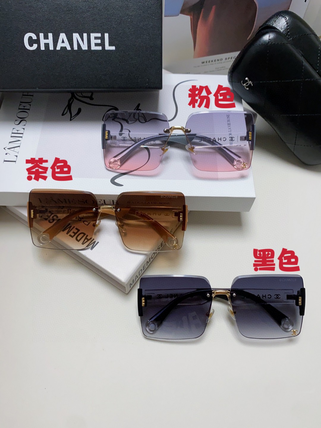 Chanel香奈儿2024时尚新款大框双C字母宽腿太阳镜女士百搭墨镜