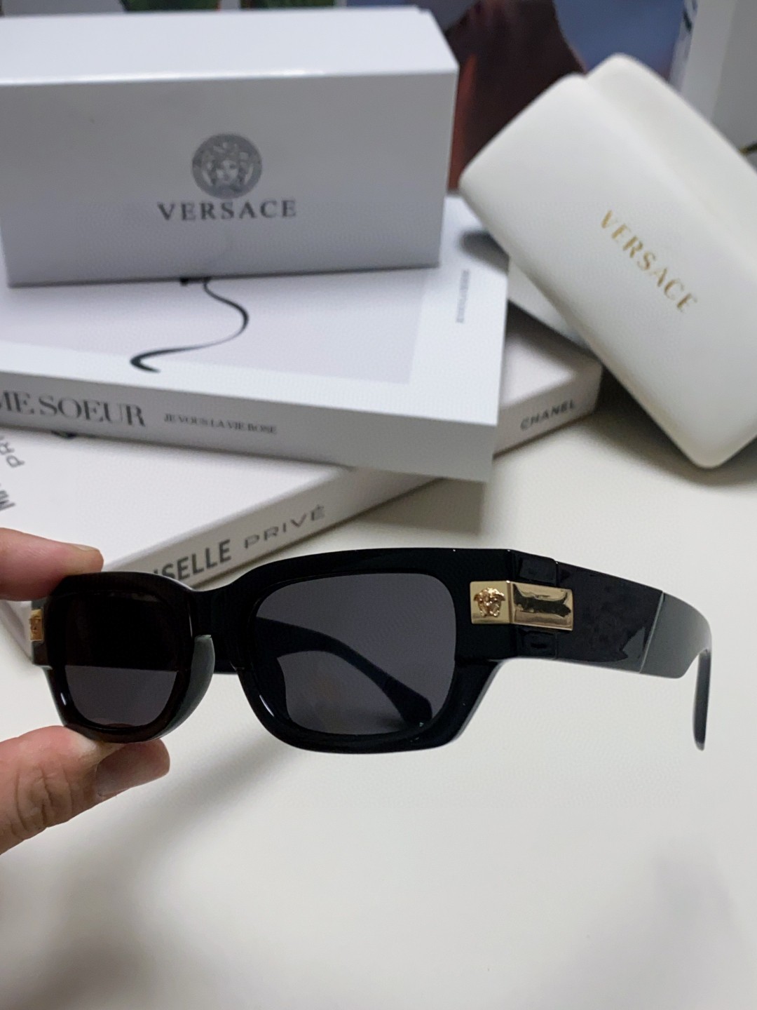 VERSACE/范思哲2024新款ClassicToP太阳镜长方形色彩搭配街潮眼镜男女通用0VE4465