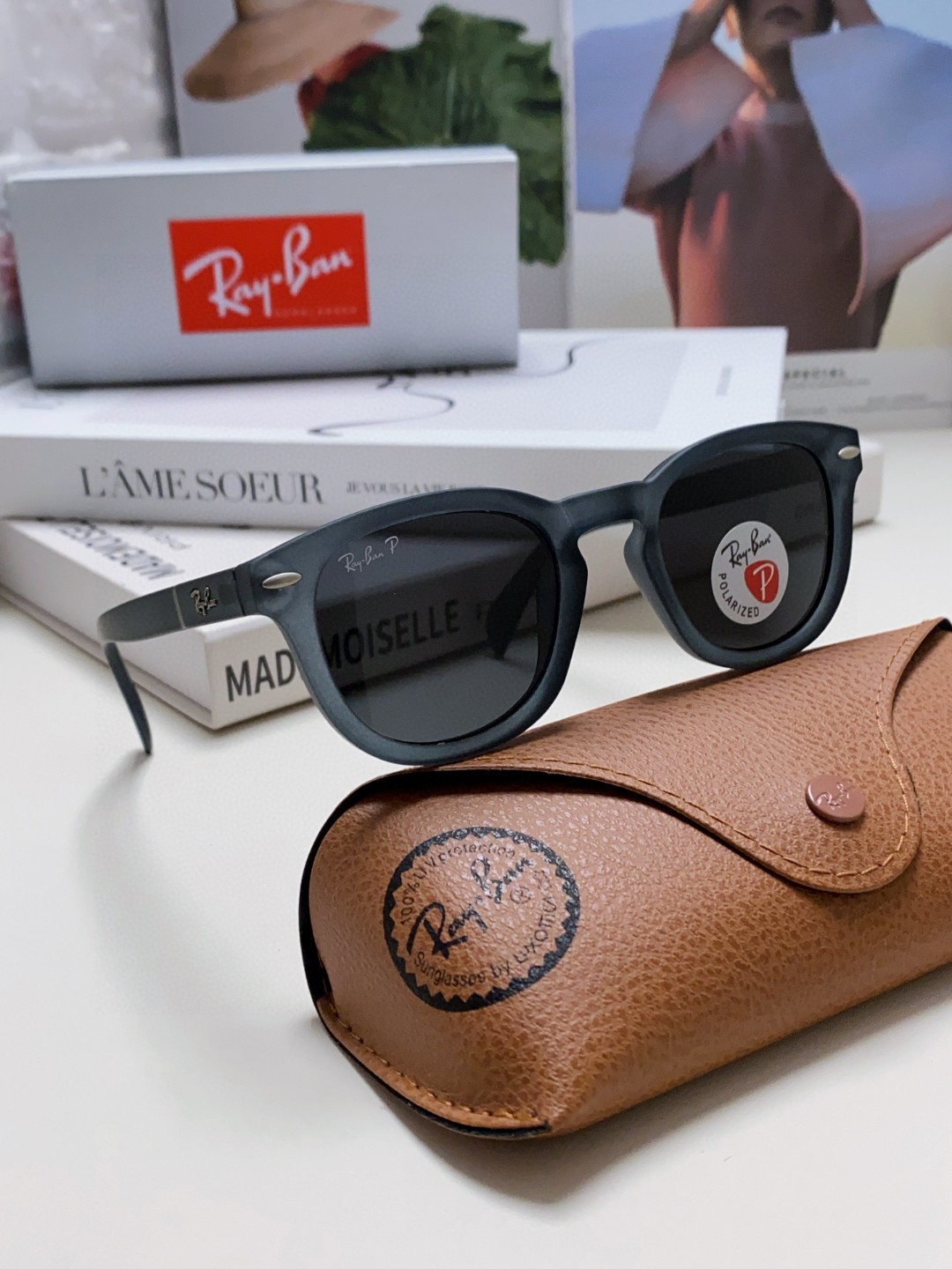 RayBan雷朋偏光镜片复古超强磨砂质感椭圆偏光墨镜网红高级感ins韩版眼镜圆脸街拍太阳镜酷RB5356
