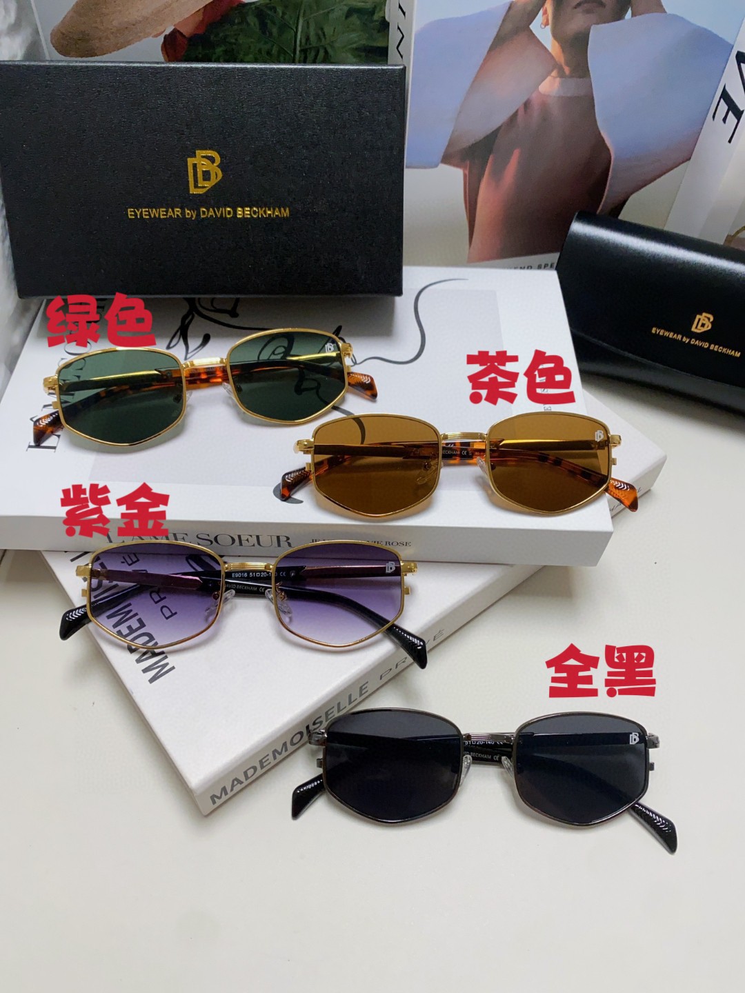 DAVIDBECKHAM大卫.贝克汉姆2024新款复古美式金属眼镜菱形小框墨镜高级感防晒街拍太阳镜男女通