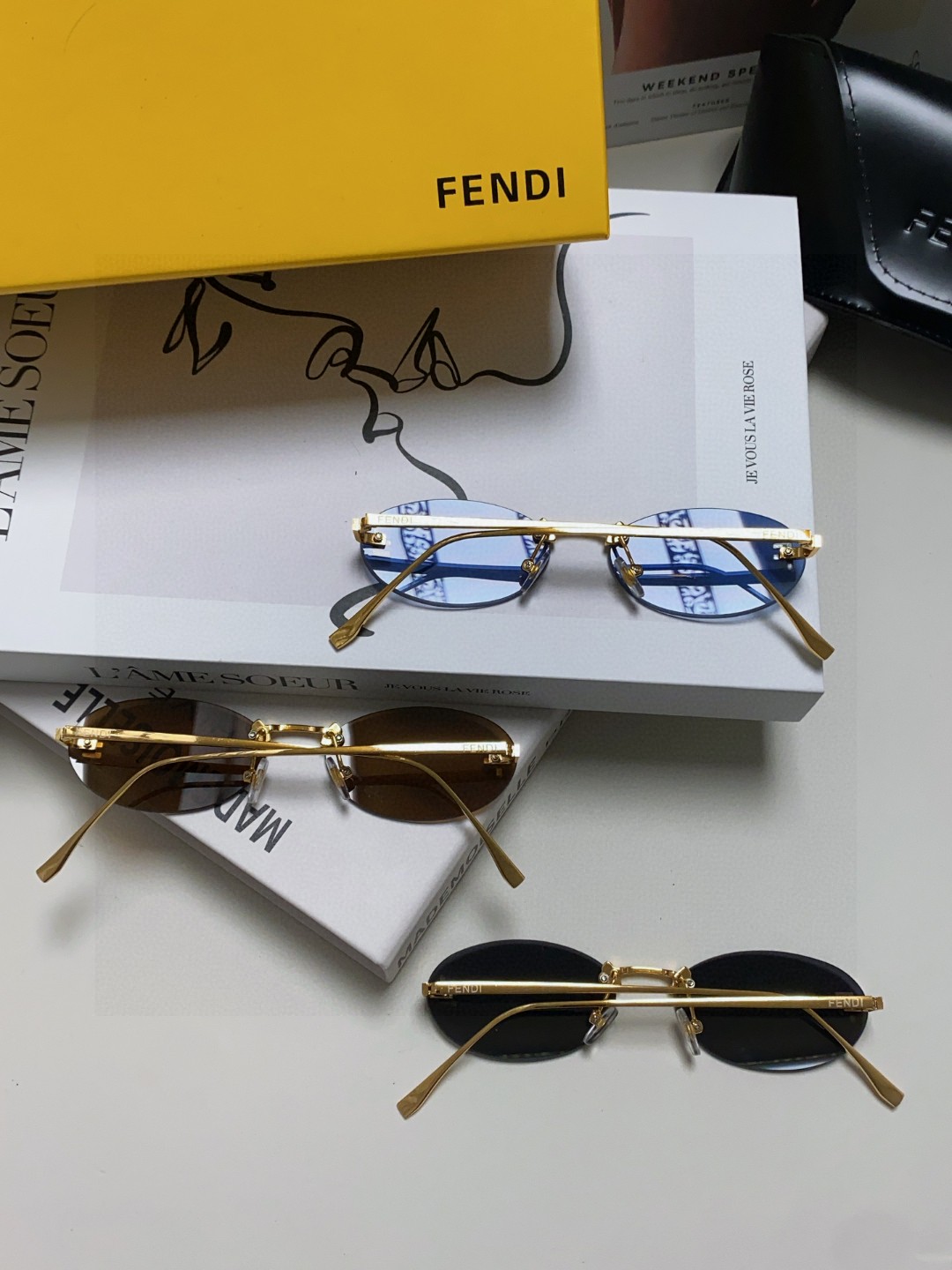  Fendi芬迪 2024新款金属无框椭圆太阳眼镜女 时尚个性遮阳墨镜男女防紫外线
