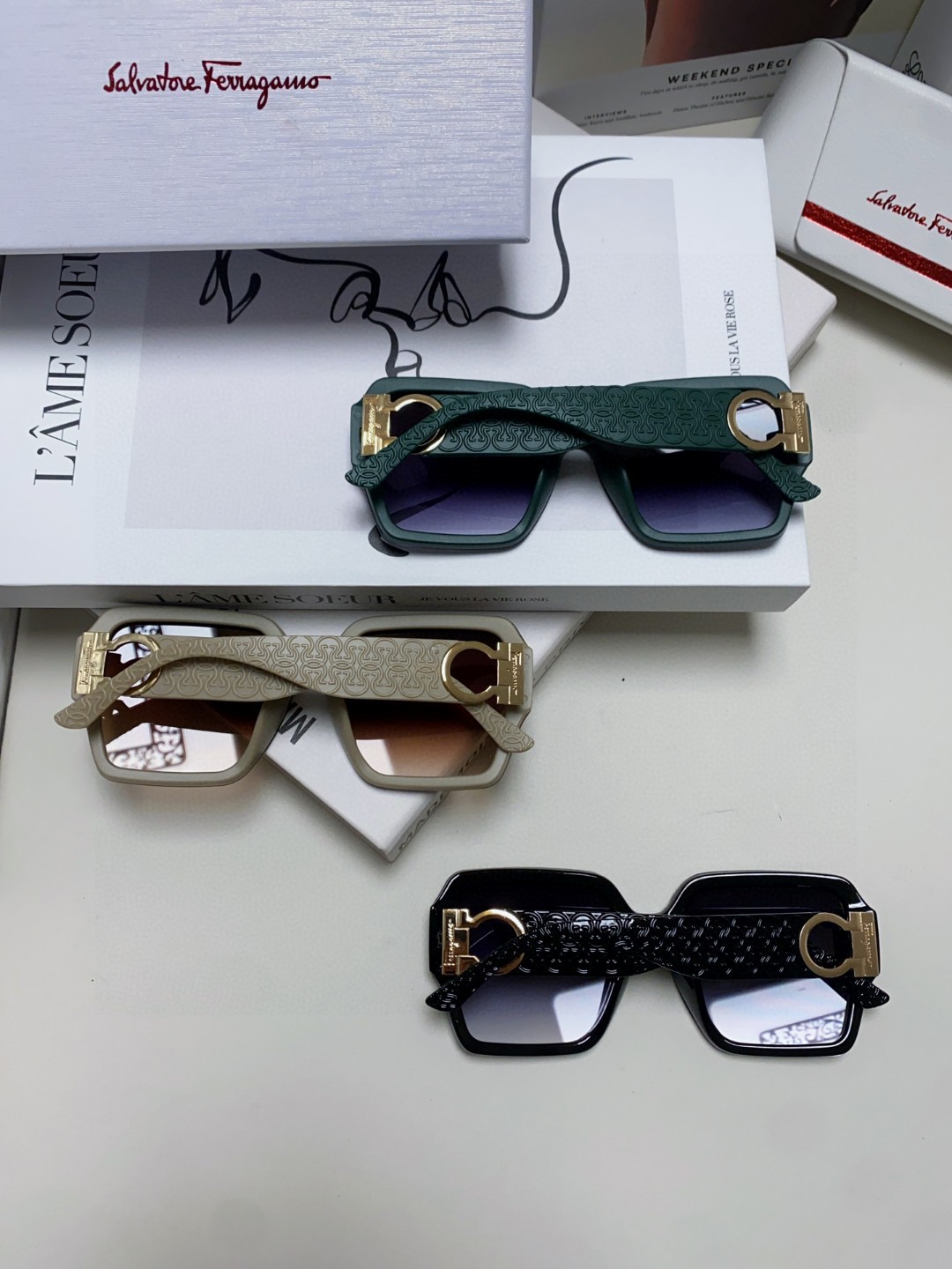  Ferragamo菲拉格慕2025新品 欧美新款男生个性太阳镜女士防紫外线墨镜时尚运动情侣 高端大气 