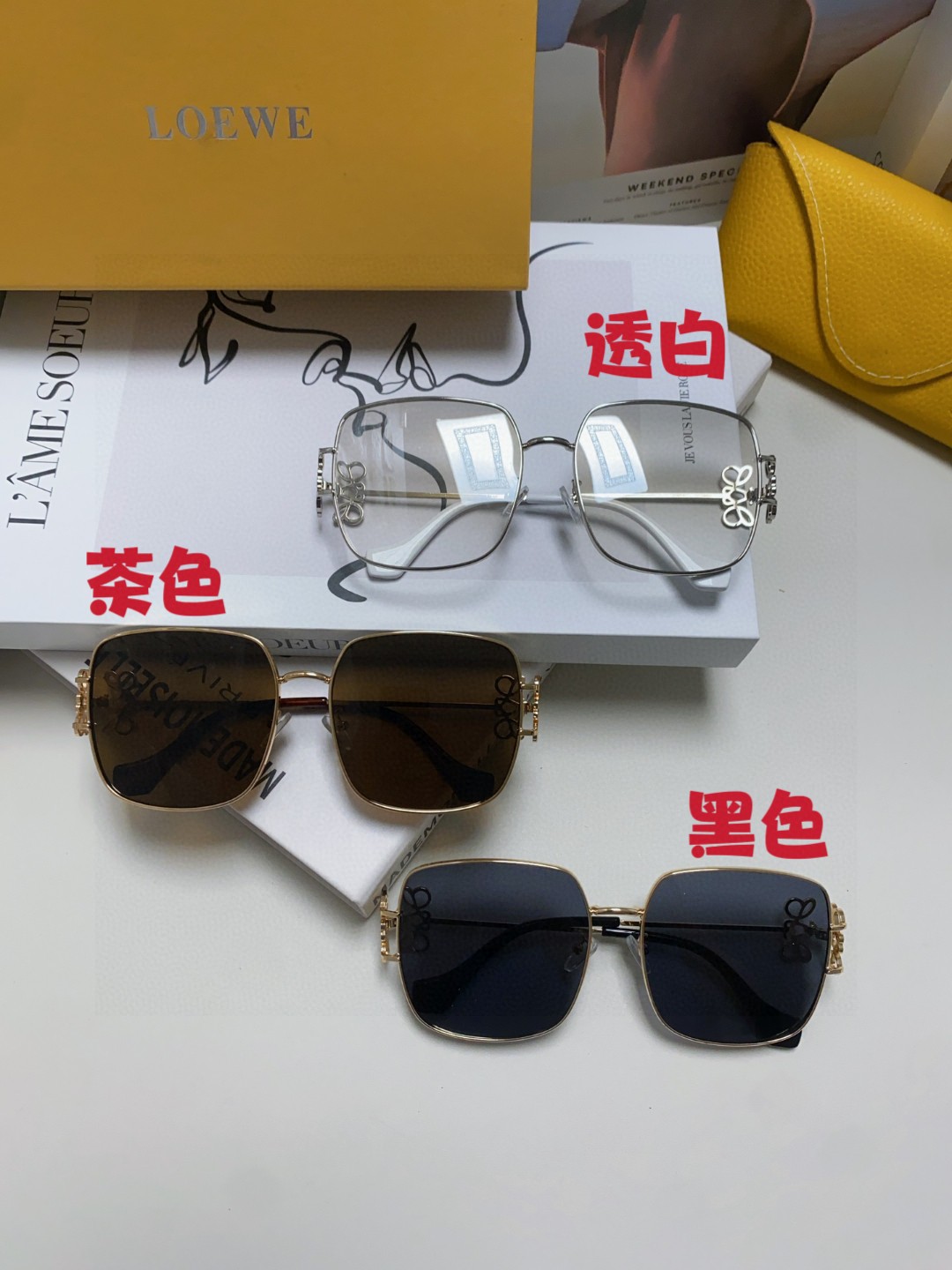  Loewe罗意威 2024新款太阳眼镜女士方形时尚潮流复古风金属个性墨镜大框 