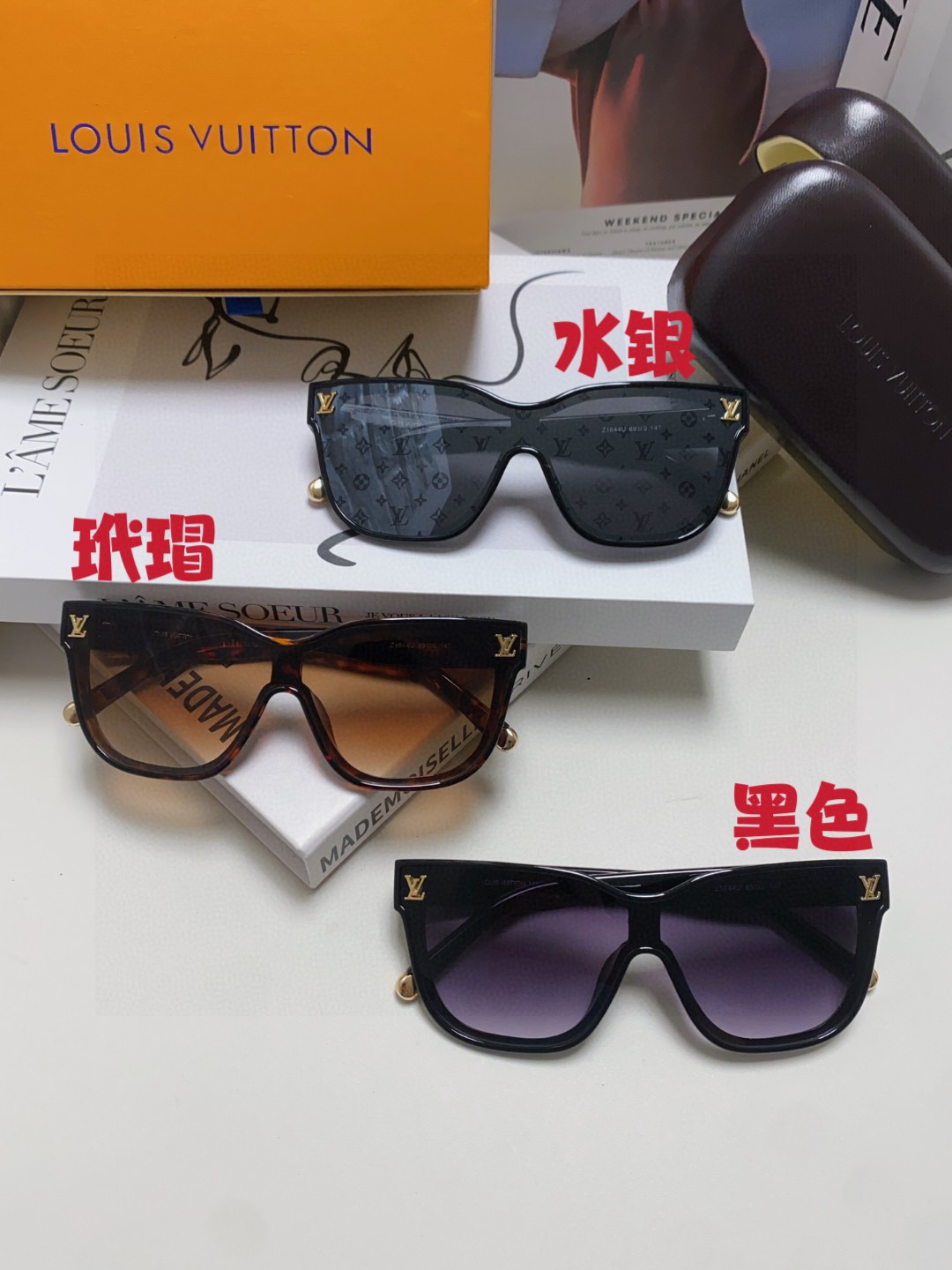   lv大框太阳镜墨镜经典的方框设计，不挑脸型，无论搭配大衣还是连衣裙都非常显气质偏光镜片预防紫外线  