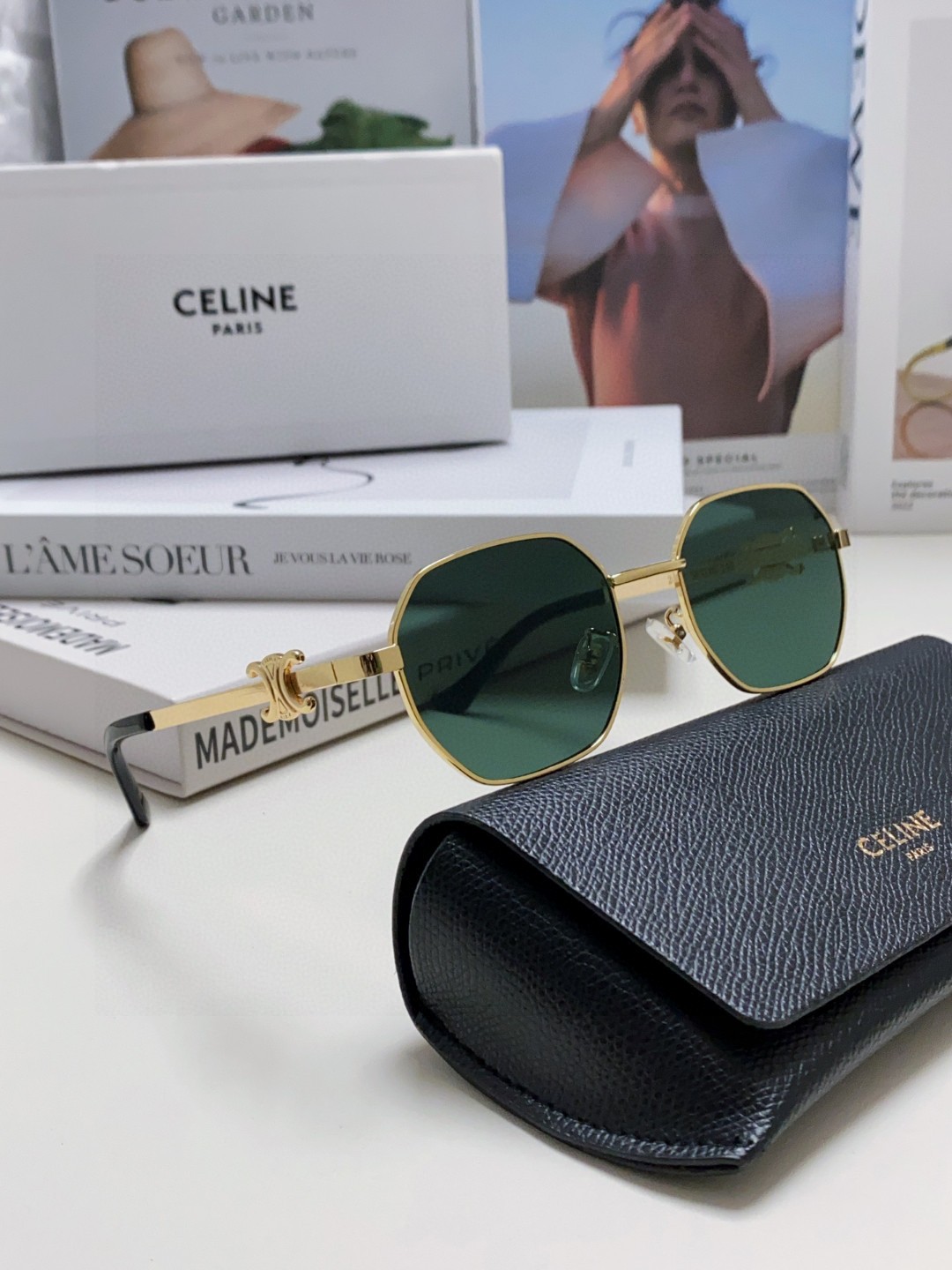  Celine赛林 2025新款凯旋门偏光眼镜椭形个性金属框墨镜男女网红时尚复古太阳镜