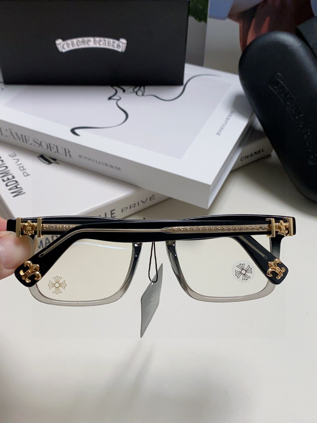  返单到货了 Chrome Hearts 克罗心 2025新款 复古黑色眼镜框男日系文艺粗框防蓝光平光镜