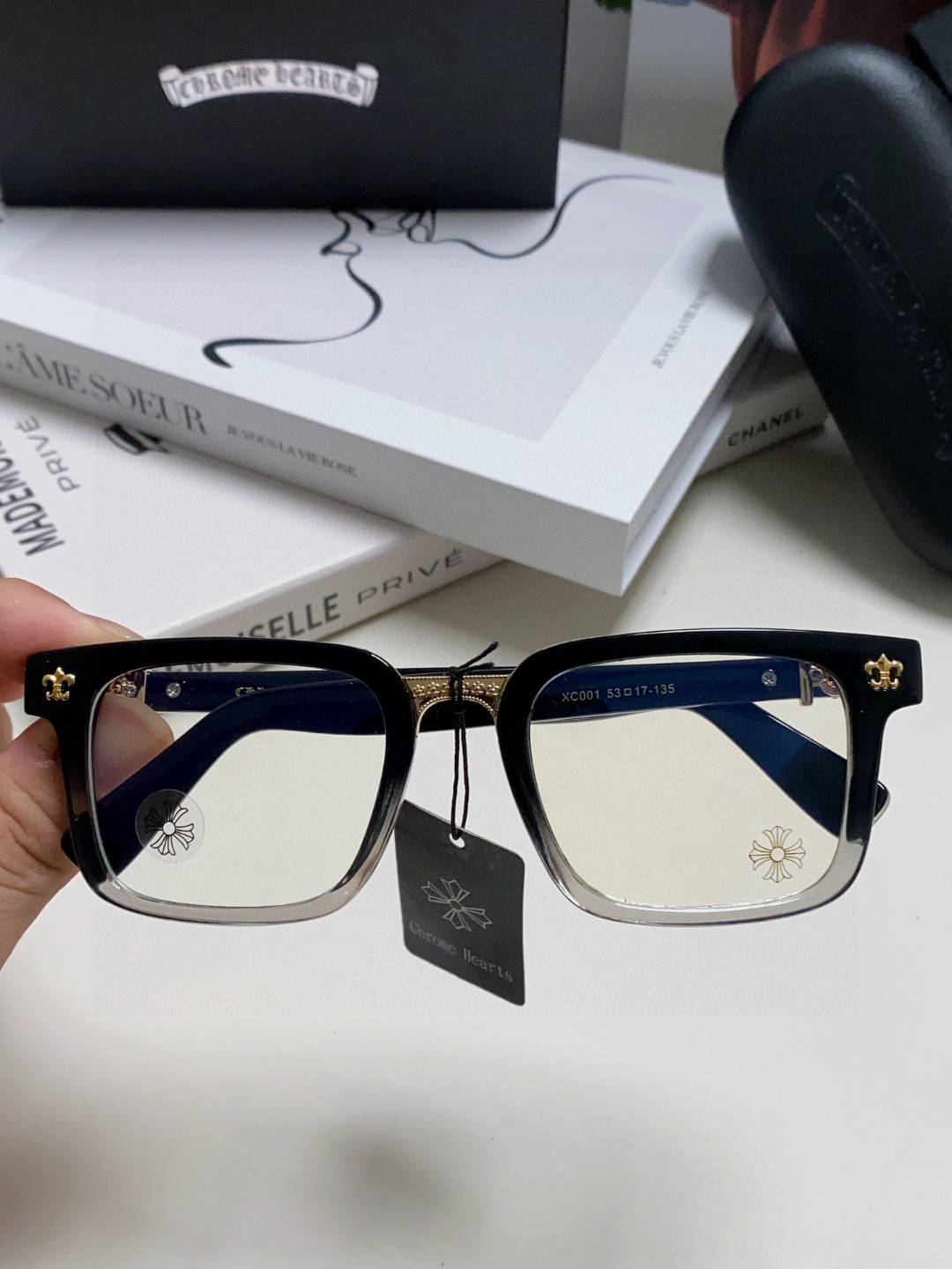  返单到货了 Chrome Hearts 克罗心 2025新款 复古黑色眼镜框男日系文艺粗框防蓝光平光镜