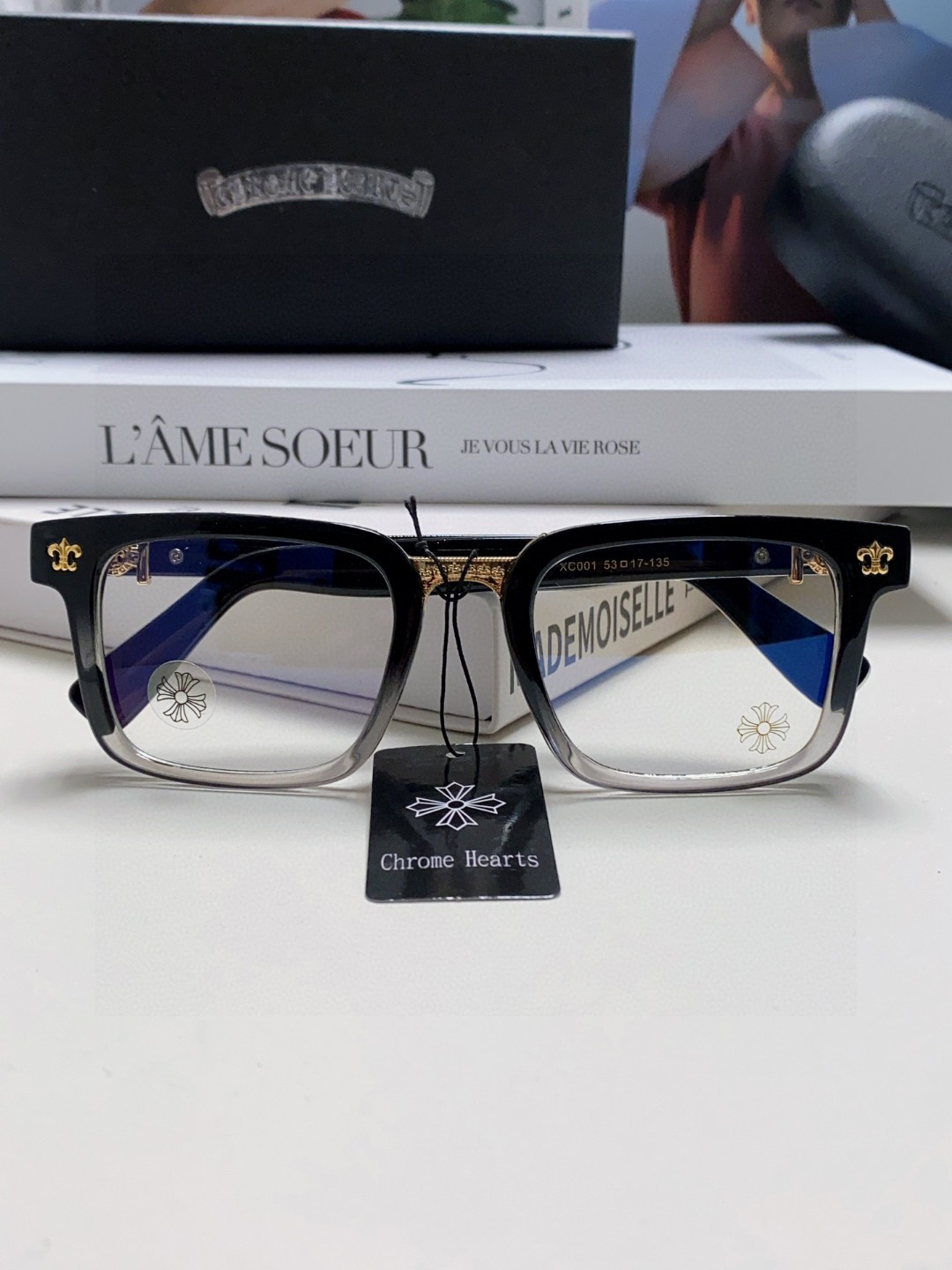  返单到货了 Chrome Hearts 克罗心 2025新款 复古黑色眼镜框男日系文艺粗框防蓝光平光镜