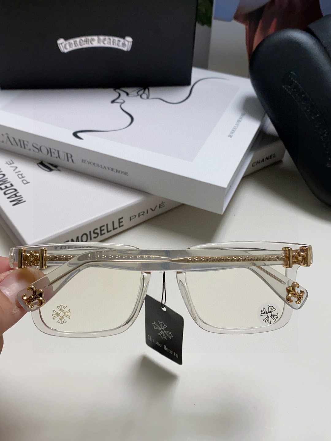  返单到货了 Chrome Hearts 克罗心 2025新款 复古黑色眼镜框男日系文艺粗框防蓝光平光镜