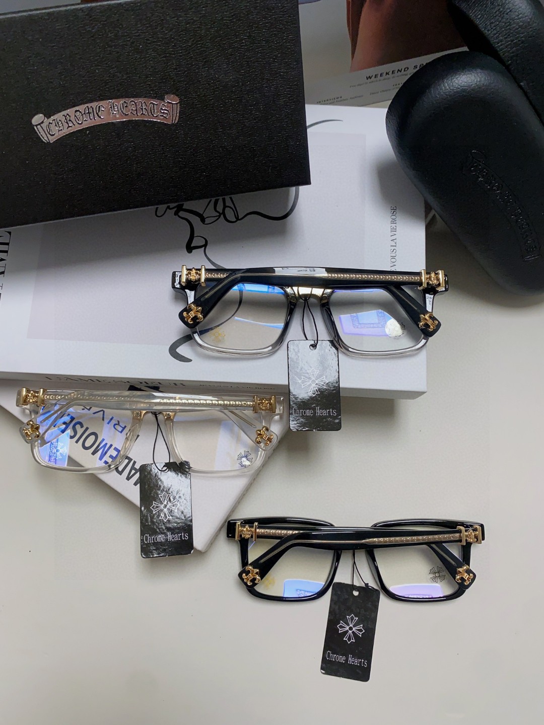  返单到货了 Chrome Hearts 克罗心 2025新款 复古黑色眼镜框男日系文艺粗框防蓝光平光镜