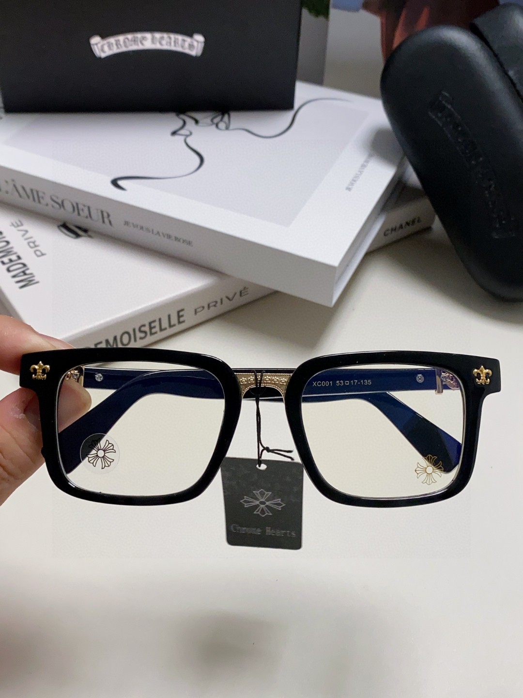  返单到货了 Chrome Hearts 克罗心 2025新款 复古黑色眼镜框男日系文艺粗框防蓝光平光镜