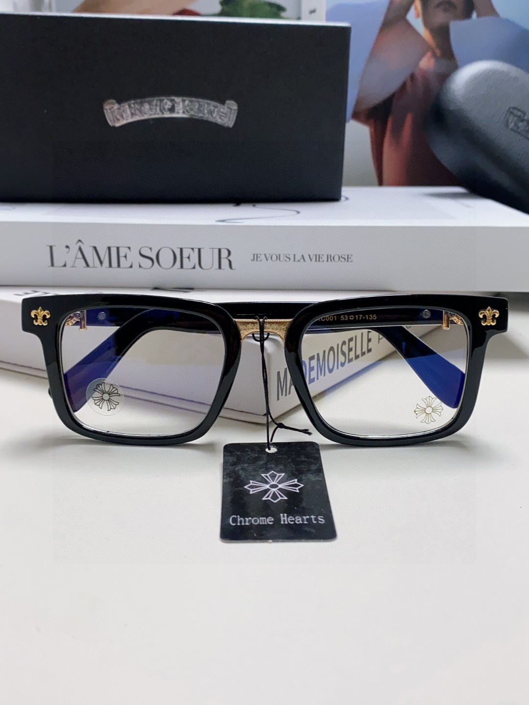  返单到货了 Chrome Hearts 克罗心 2025新款 复古黑色眼镜框男日系文艺粗框防蓝光平光镜