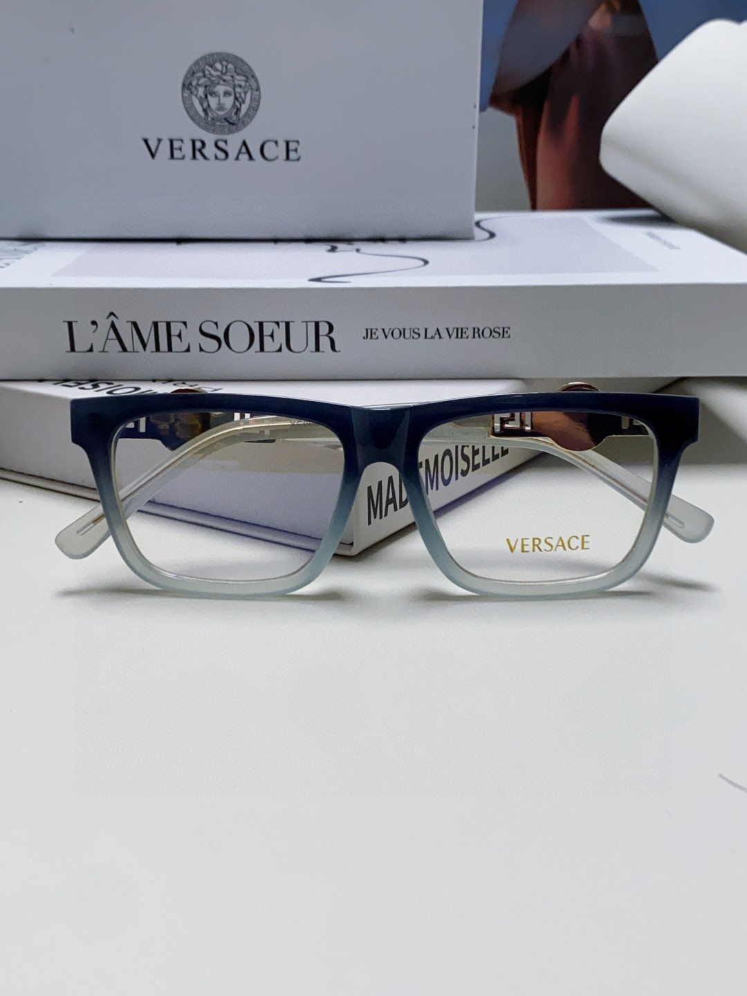  Versace范思哲 2025新款雕花眼镜框男女同款黑色厚板材近视镜架眼睛框架潮牌 