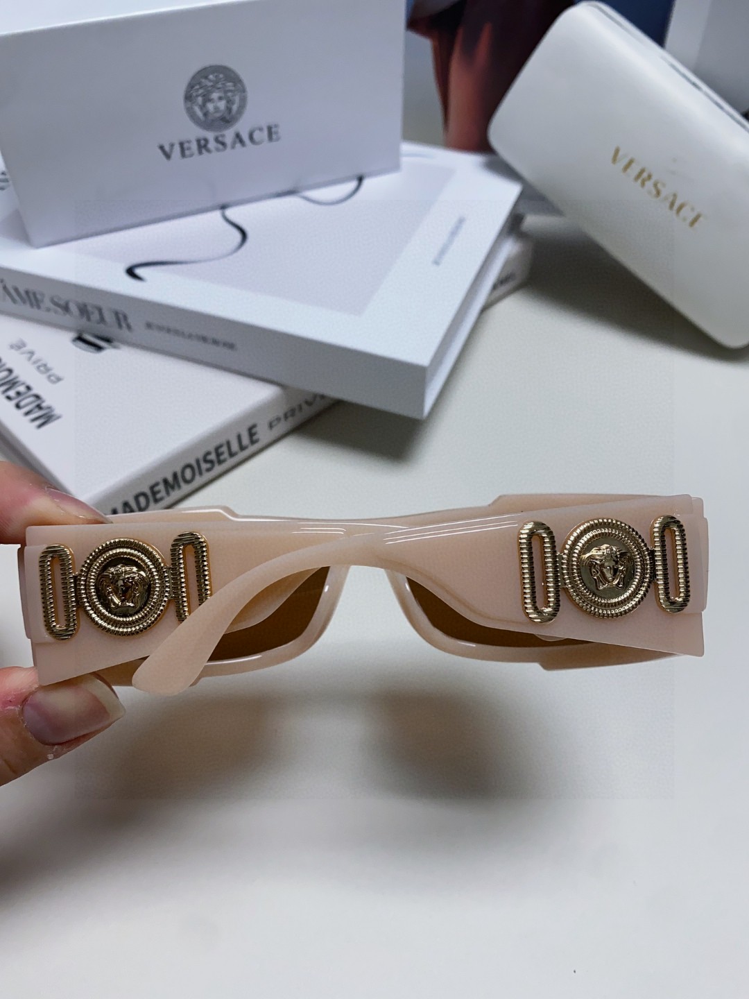  范思哲（Versace）欧美专柜流行时尚男士飞行员式 全框墨镜 