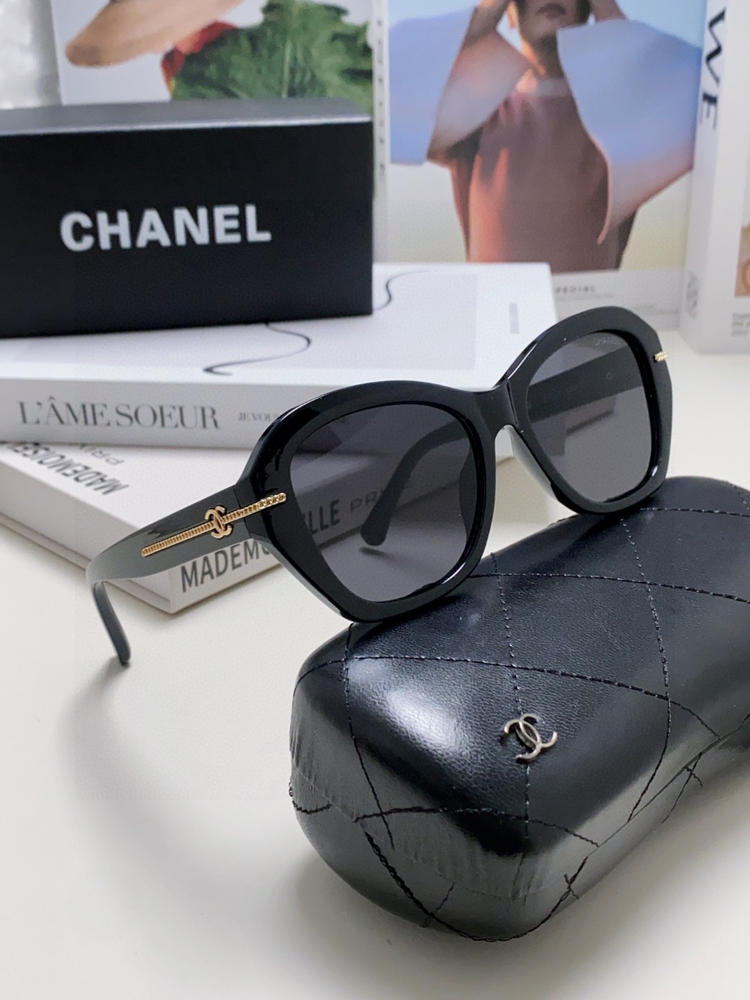  Chanel香奈儿 2025小香墨镜链条腿蝶形大脸显瘦简约个性太阳镜方小红书高级 