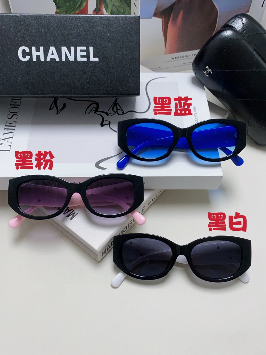  CHANEL香奈儿 2025新款熊猫拼色镜腿椭圆时尚太阳眼镜墨镜CH5524
