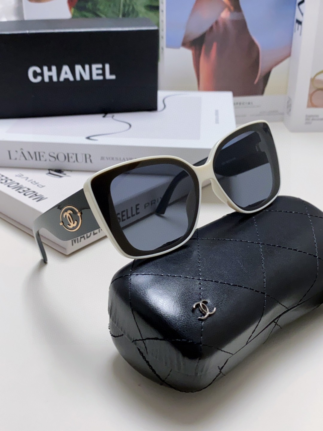  Chanel香奈儿 2025新款显脸太阳镜大牌小防 潮流款同款大LOGO女士墨镜 