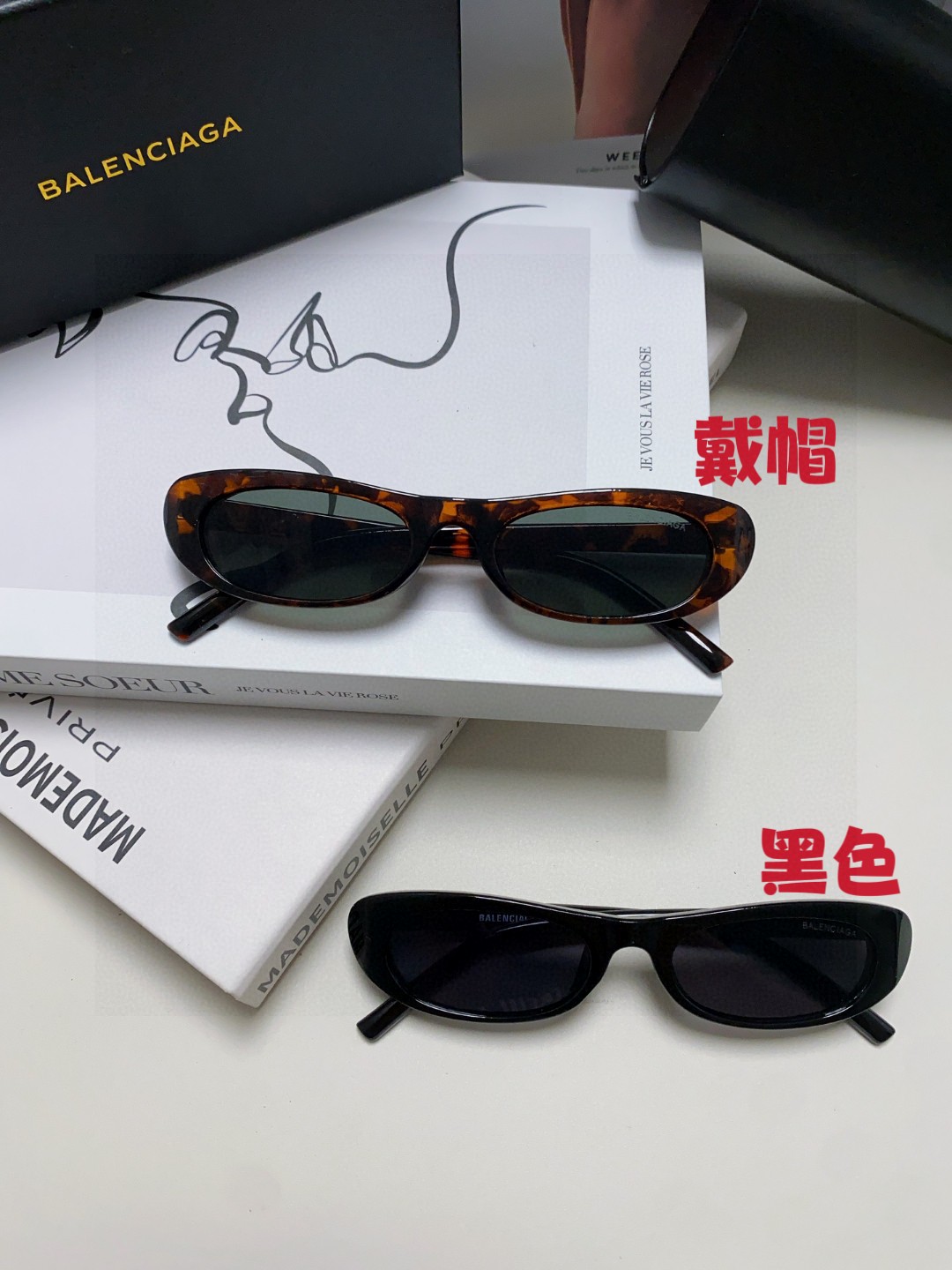   balenciaga巴黎世家 复古小框椭圆太阳镜男 简约时尚欧美ins墨镜潮流窄框显脸小眼镜女