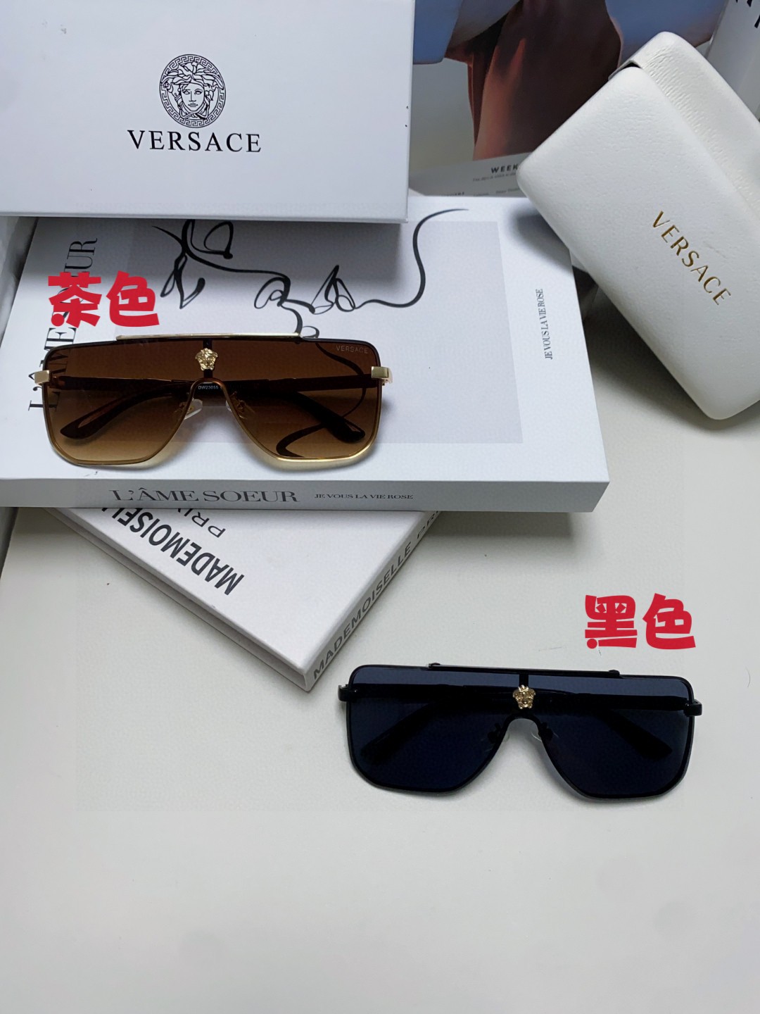  Versace范思哲 2025新款人头连体片太阳镜欧美个性男女墨镜跨境摩登太阳眼镜ins 男女通用