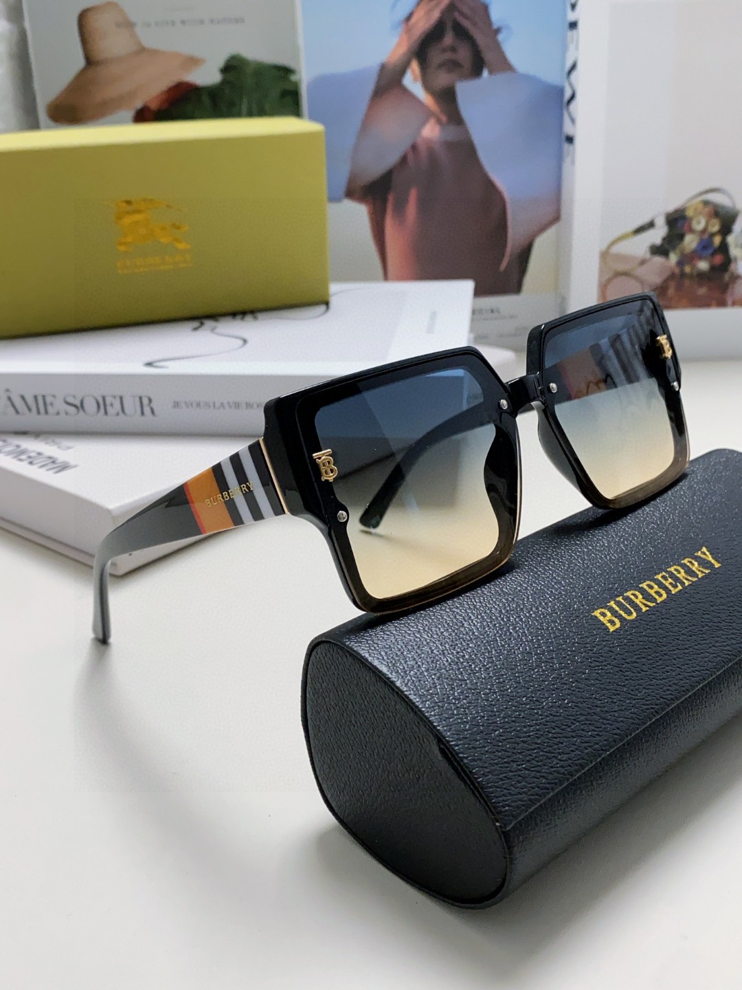  Burberry巴宝莉 2025新款墨镜女潮新款大脸显瘦大框太阳眼镜防紫外线眼镜女高级感ins 女士墨