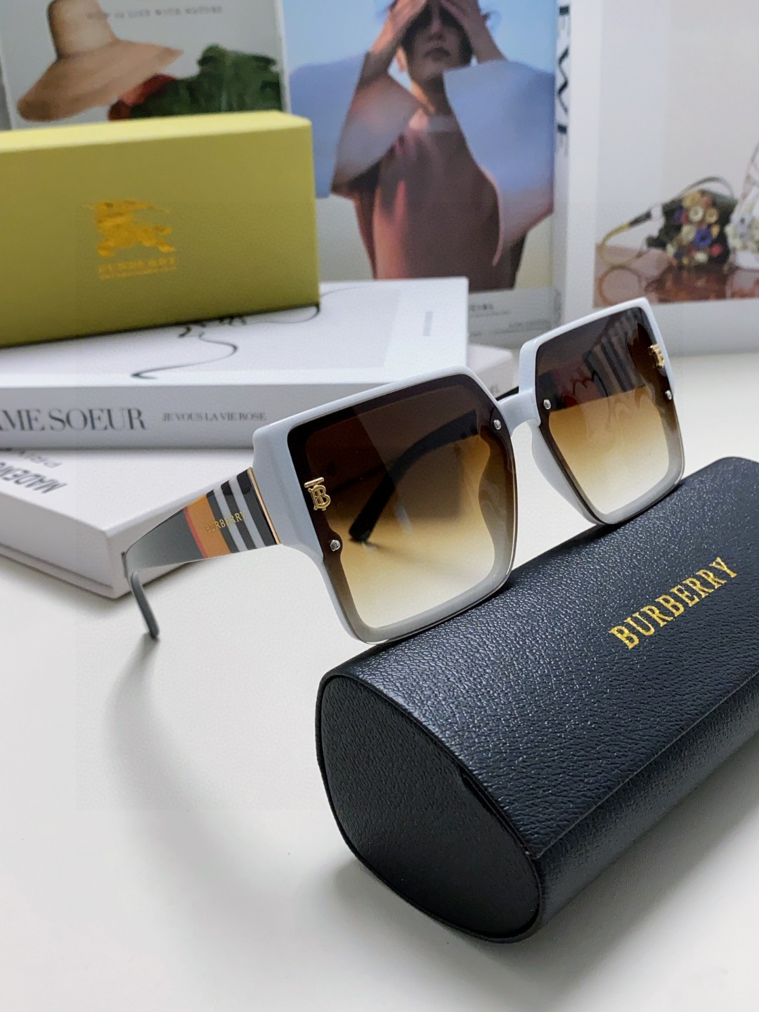  Burberry巴宝莉 2025新款墨镜女潮新款大脸显瘦大框太阳眼镜防紫外线眼镜女高级感ins 女士墨