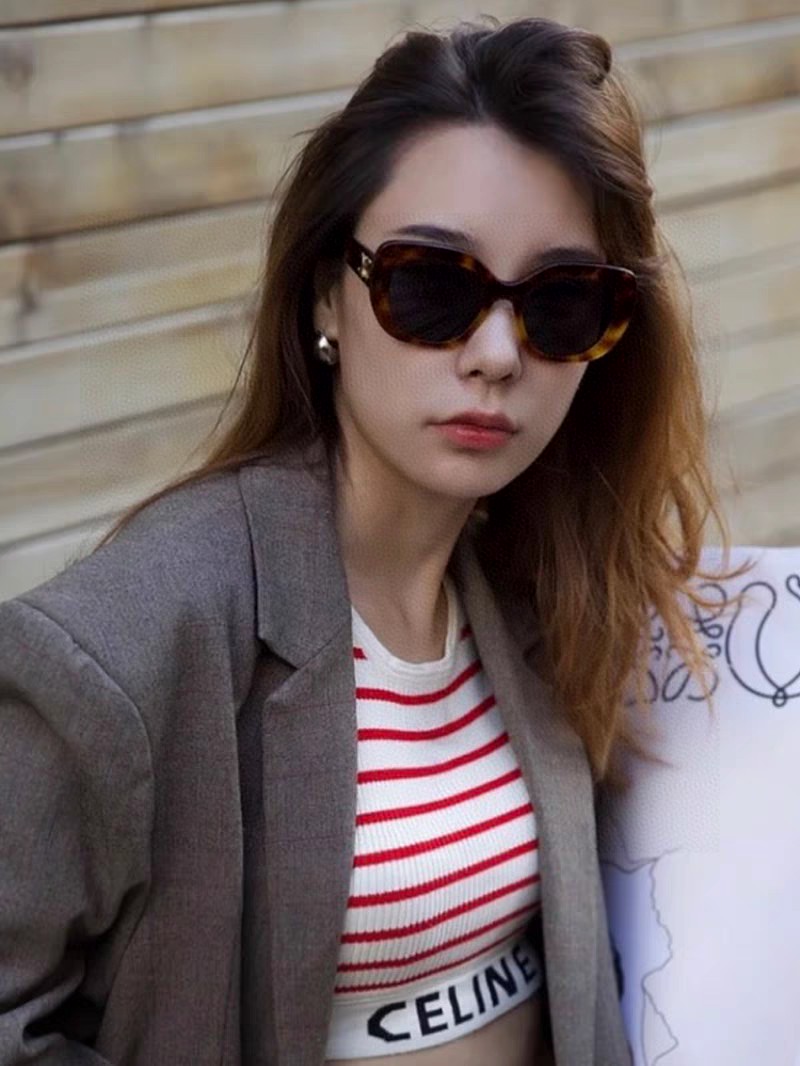   Celine赛琳 小红书网红圆形大框太阳镜凯旋门眼镜时尚圆形简约复古韩版墨镜