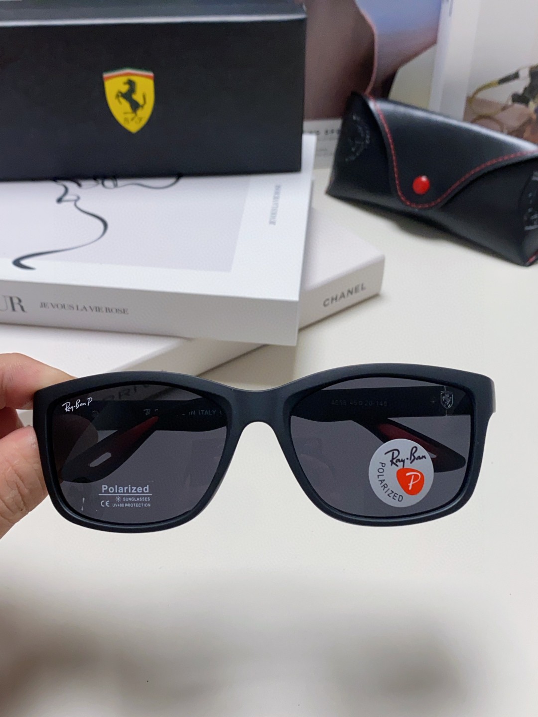  rayban雷朋法拉利联名 2025新款偏光太阳镜方形框眼镜男女墨镜大框 RB4558
