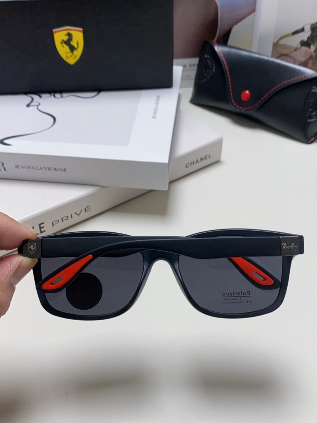  rayban雷朋法拉利联名 2025新款偏光太阳镜方形框眼镜男女墨镜大框 RB4558