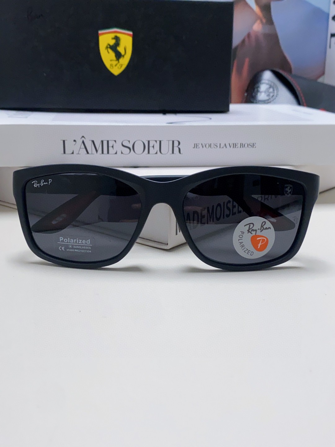  rayban雷朋法拉利联名 2025新款偏光太阳镜方形框眼镜男女墨镜大框 RB4558