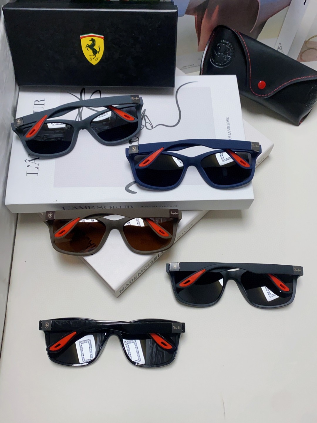  rayban雷朋法拉利联名 2025新款偏光太阳镜方形框眼镜男女墨镜大框 RB4558