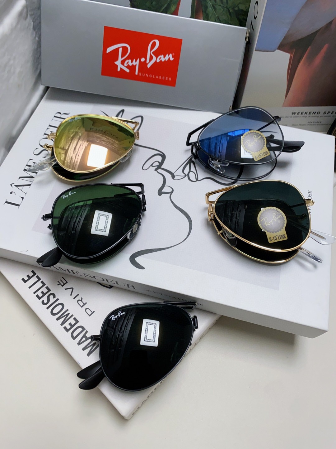  RayBan雷朋 2025便携式可折叠墨镜 男女士太阳眼镜 明星时尚飞行员哈蟆镜 RB3479 siz