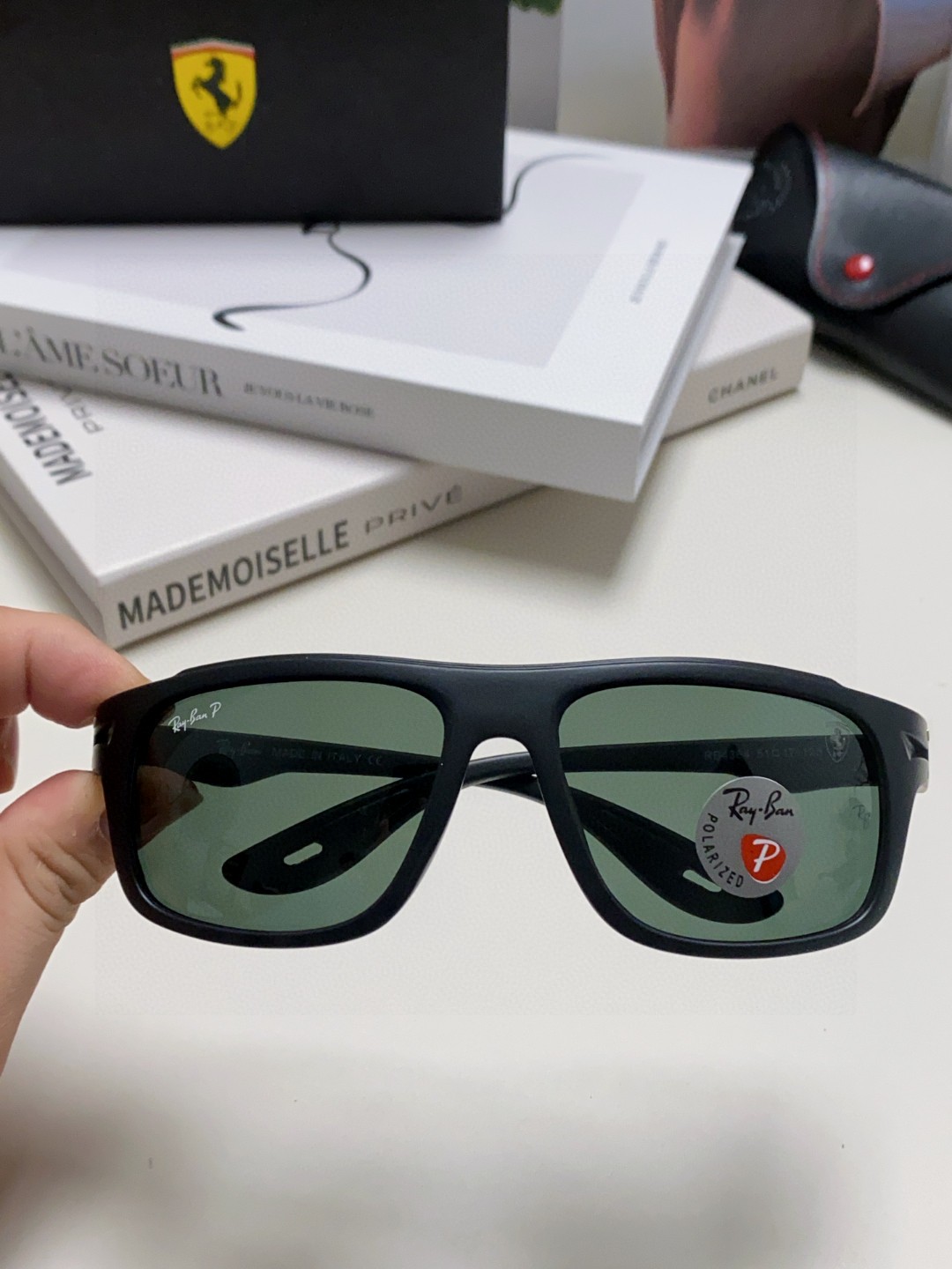  RayBan雷朋法拉利联名 2025新款太阳镜墨镜 树脂偏光级感防紫外线眼镜开车护目 RB4364