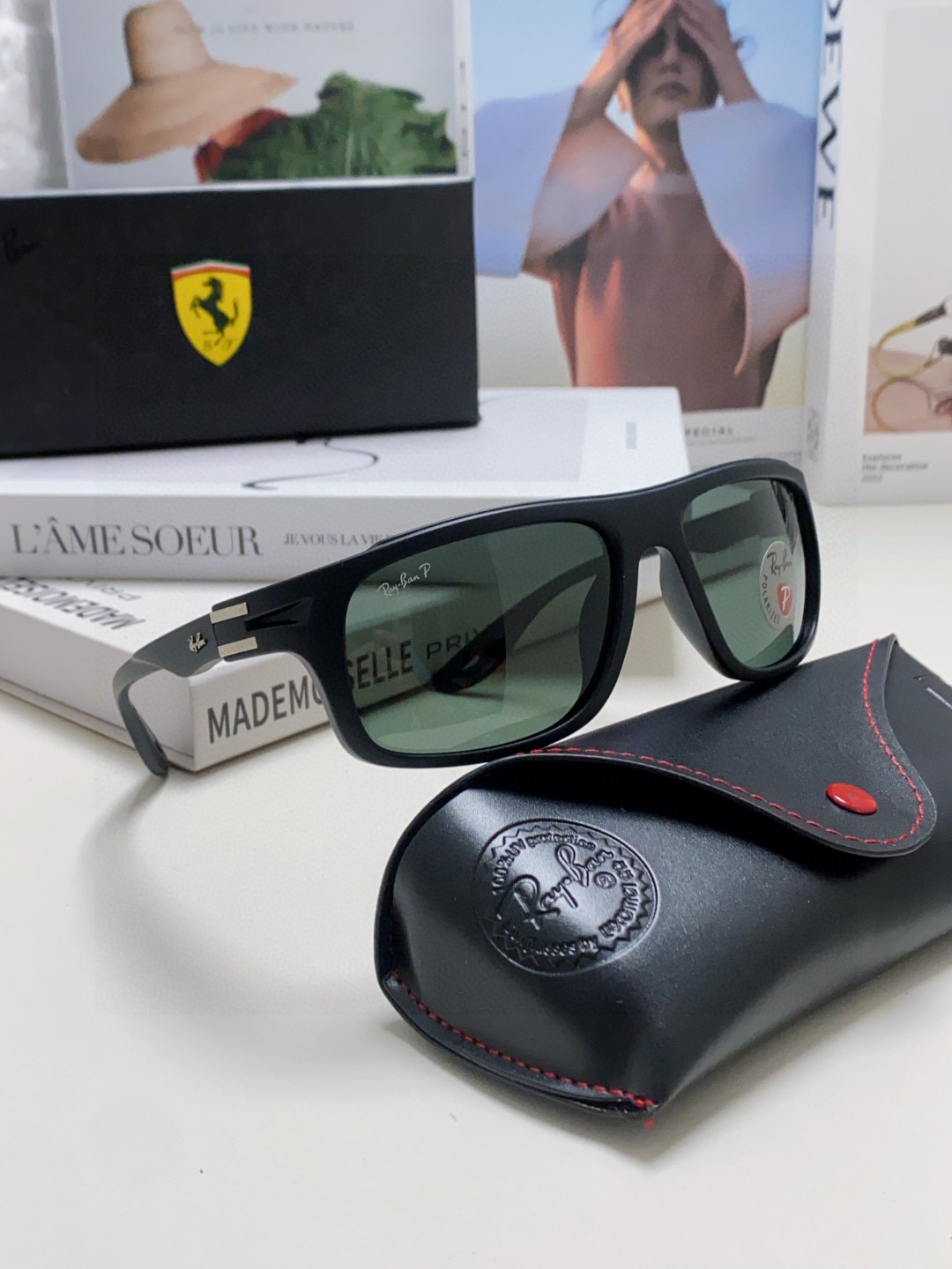  RayBan雷朋法拉利联名 2025新款太阳镜墨镜 树脂偏光级感防紫外线眼镜开车护目 RB4364