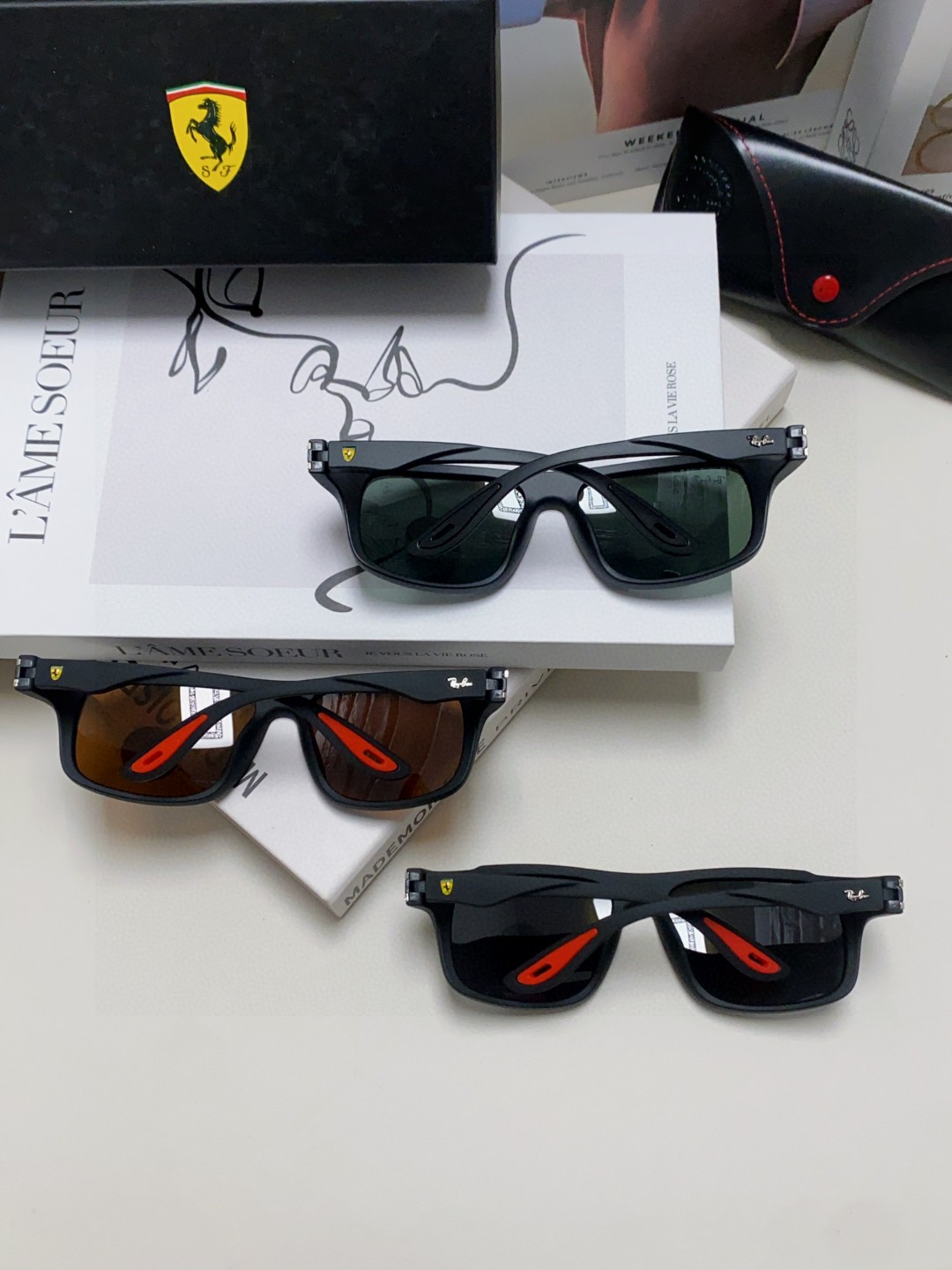  RayBan雷朋法拉利联名 2025新款太阳镜墨镜 树脂偏光级感防紫外线眼镜开车护目 RB4364