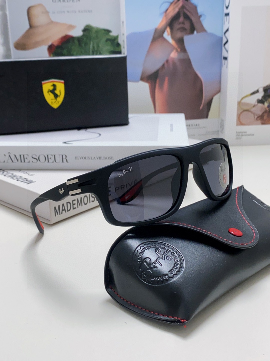  RayBan雷朋法拉利联名 2025新款太阳镜墨镜 树脂偏光级感防紫外线眼镜开车护目 RB4364