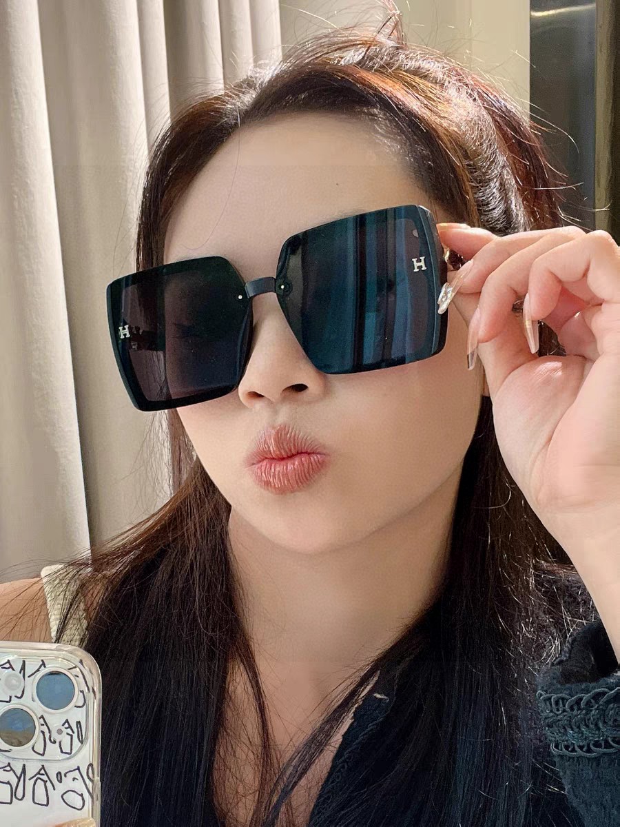   Hermes爱马仕2026新款 女士高清太阳镜高质	
量切片镜框，进口宝丽高清镜片大框时尚太	
阳镜