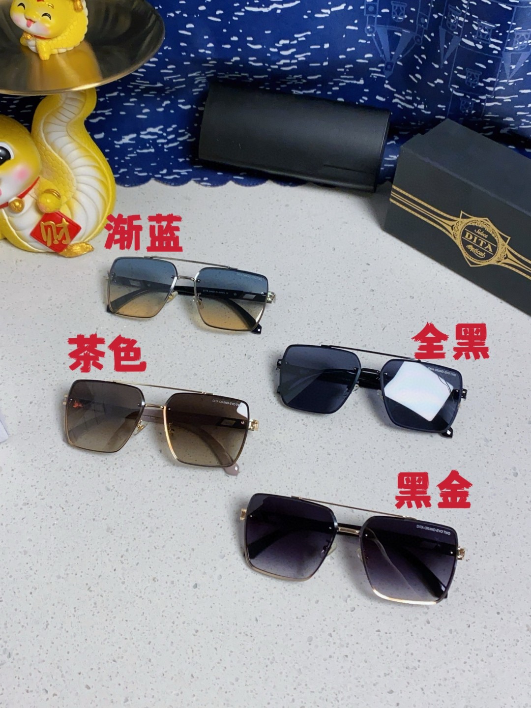   DITA蒂塔 2025最新款墨镜男重工艺金属矩形太阳镜复古眼镜洋气经典DTS男士墨镜
