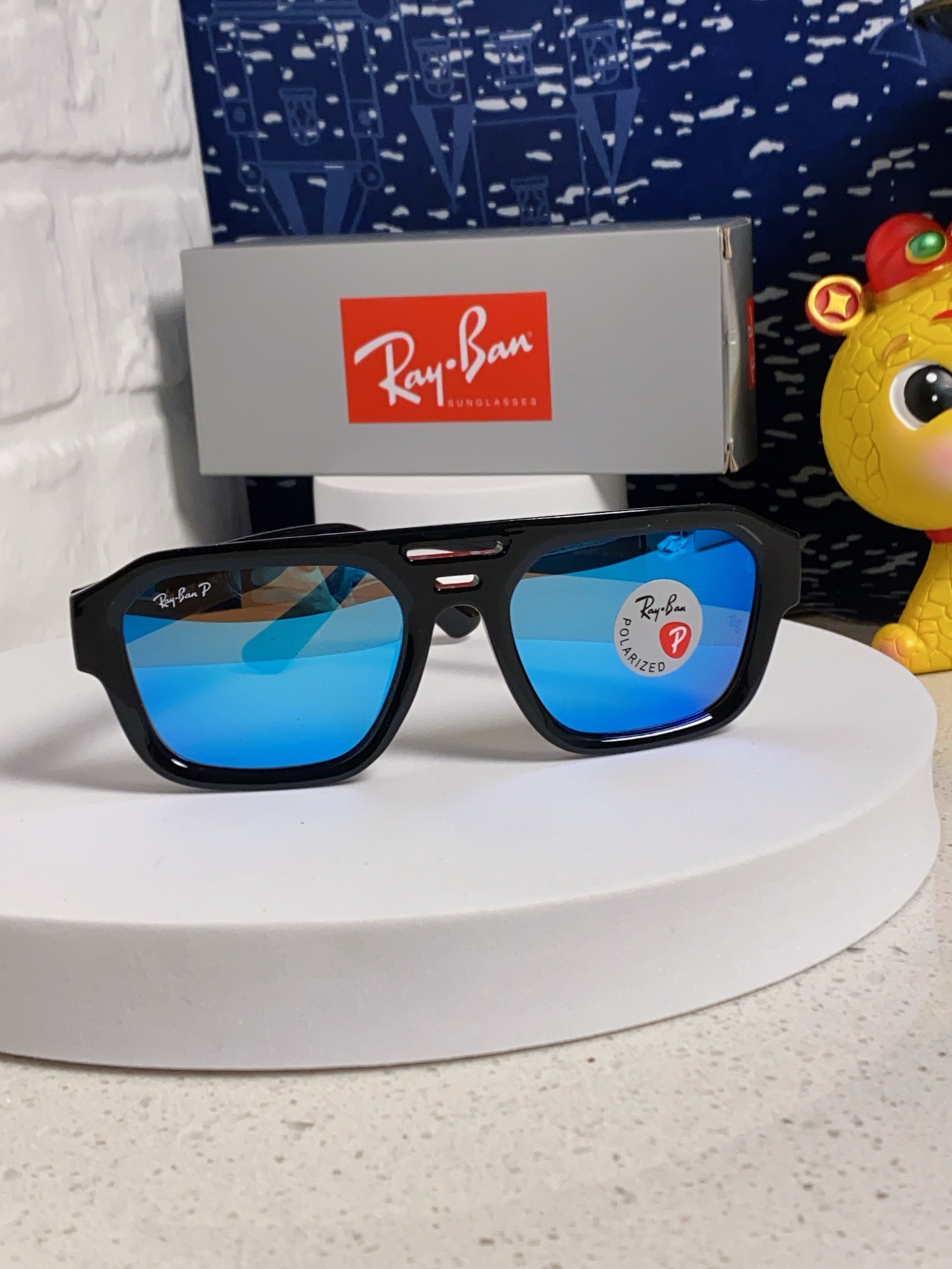  RayBan雷朋 2025新款欧美复古方形大框双梁太阳眼镜文艺范男女潮百搭网红朋克嘻哈墨镜 偏光镜片 