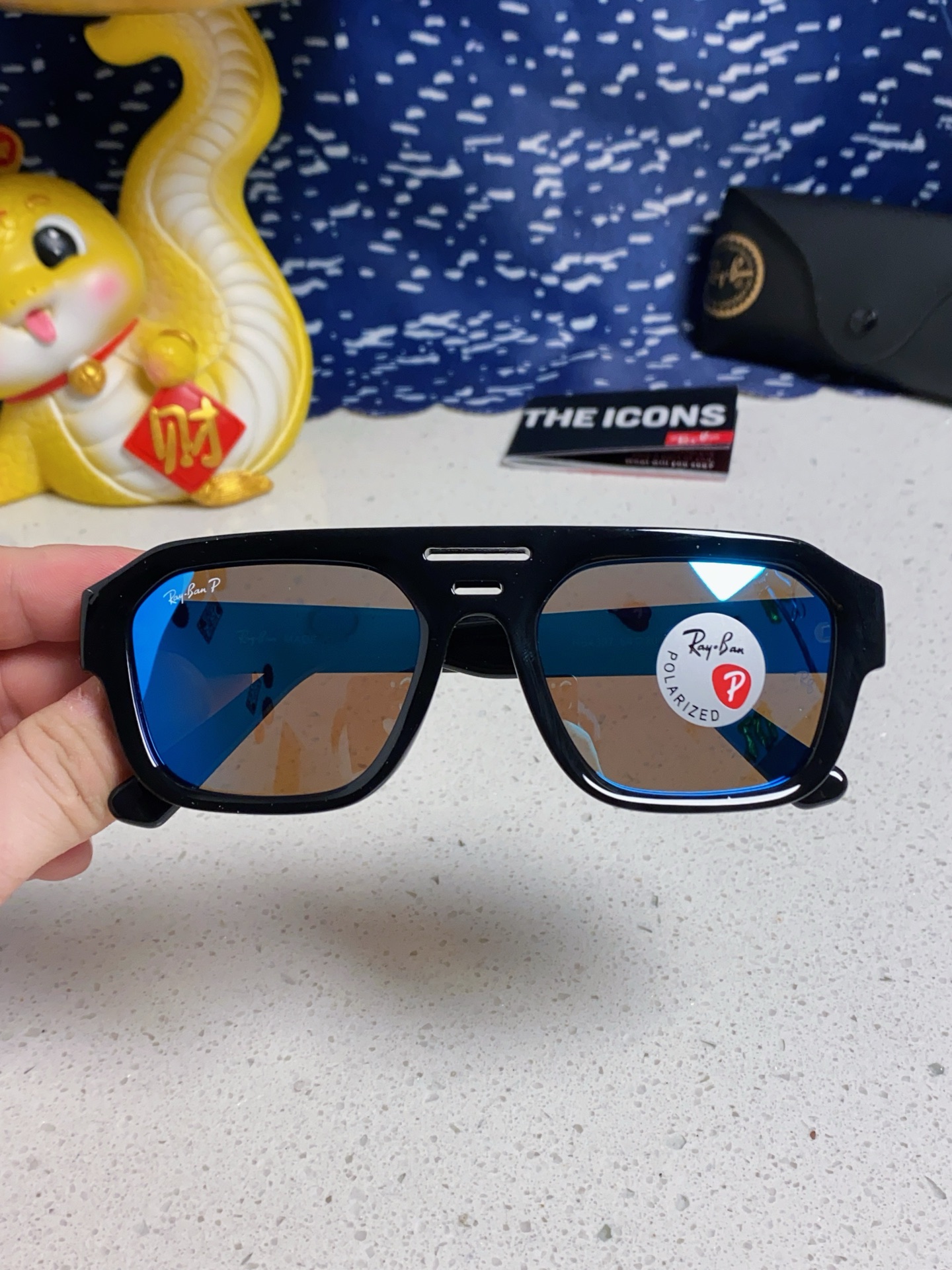  RayBan雷朋 2025新款欧美复古方形大框双梁太阳眼镜文艺范男女潮百搭网红朋克嘻哈墨镜 偏光镜片 
